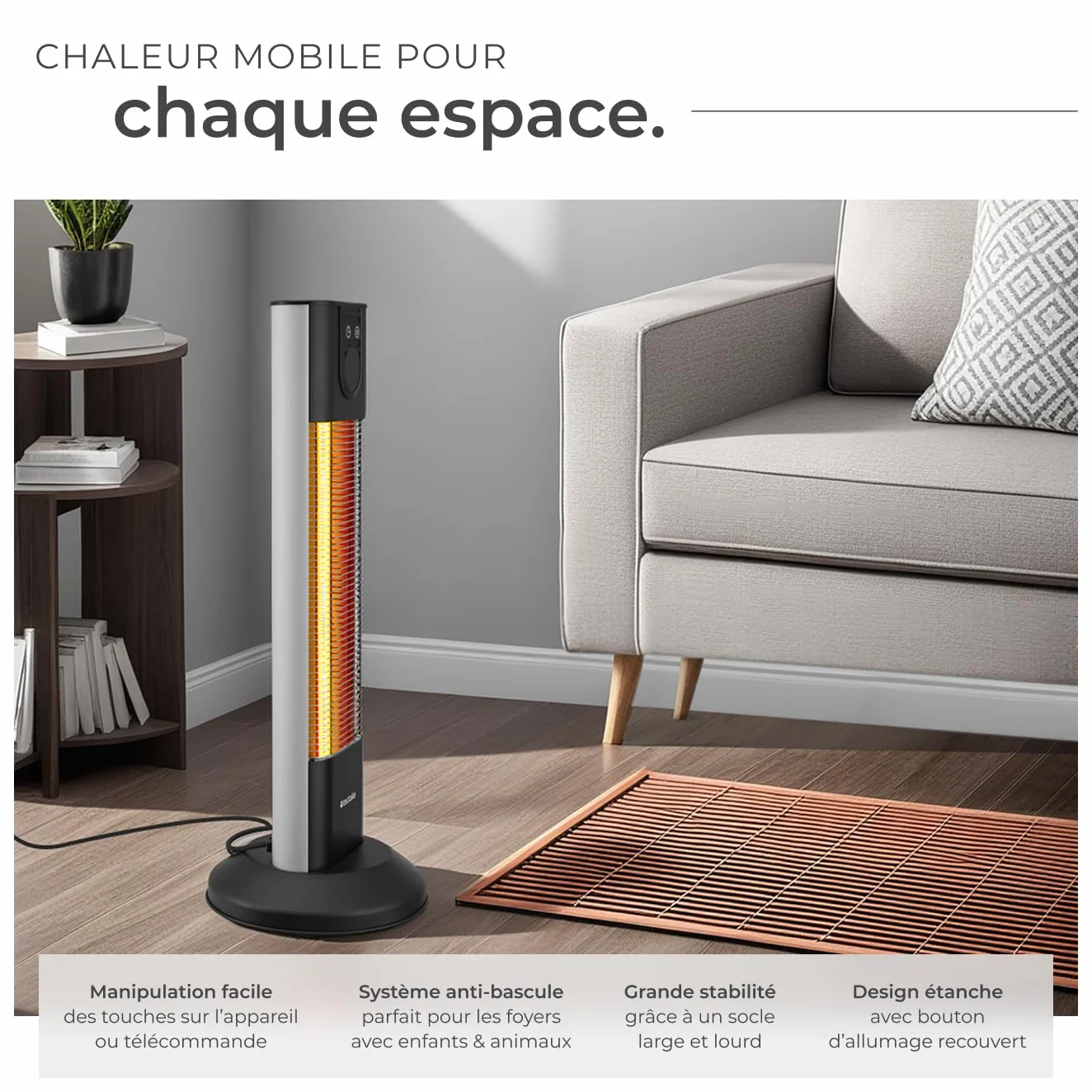 Tectake Chauffage Électrique Infrarouge Silencieux 500W 1000W 1500W Chauffage Extérieur Terrasse