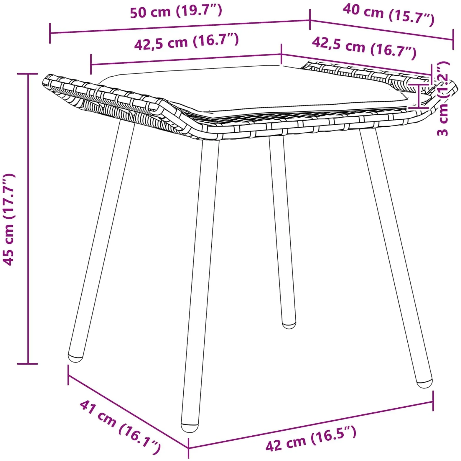 Tabourets de jardin 2 pcs Naturel 50x40x45 cm Rattan synthétique