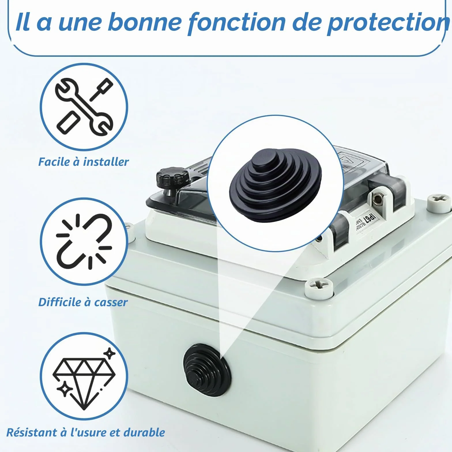Lot de 50 œillets Passe-câbles en Caoutchouc étanches Noir 10/30 mm pour Protection de Câbles