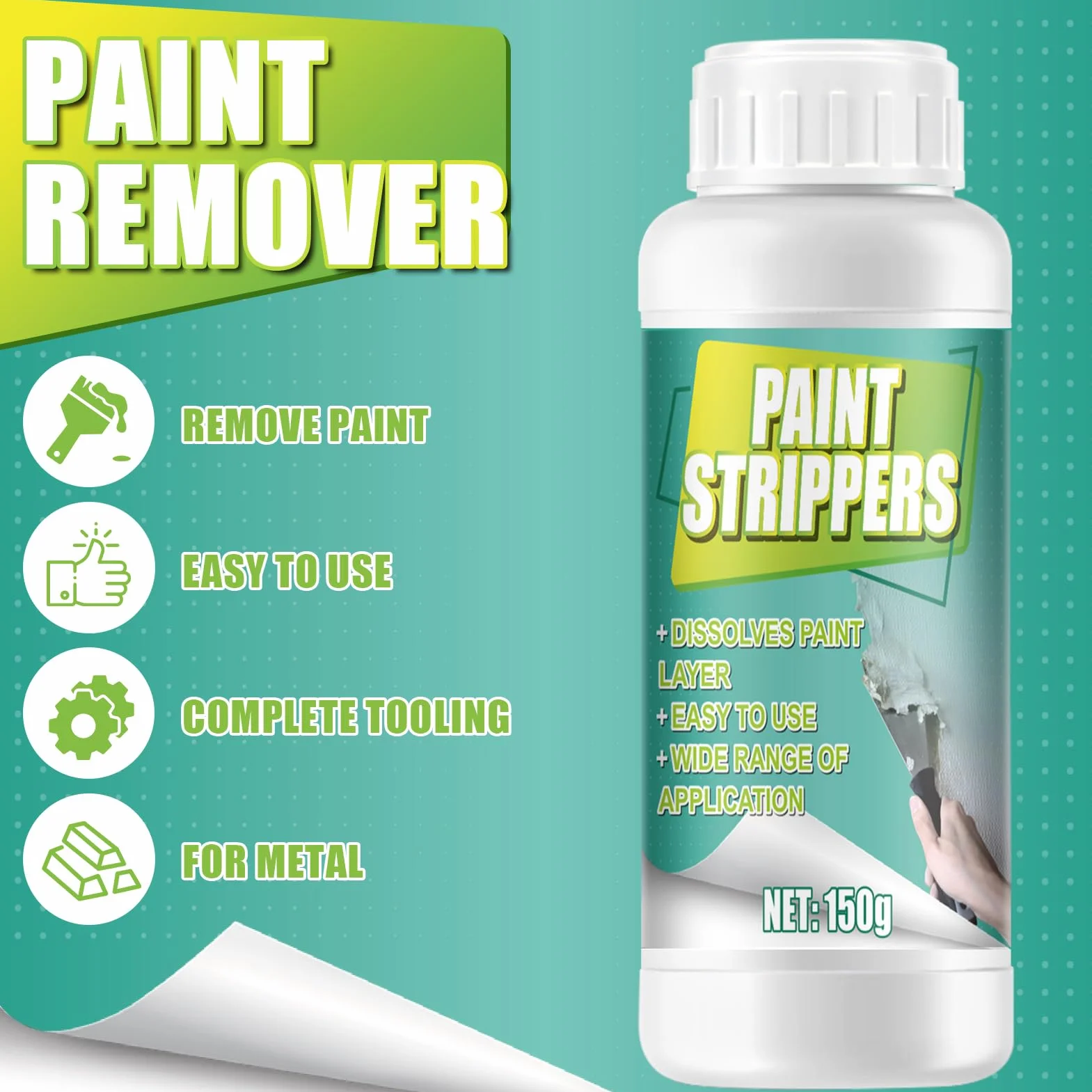 Décapant Peinture Puissant pour Métal et Bois 150g avec Pinceau et Gants