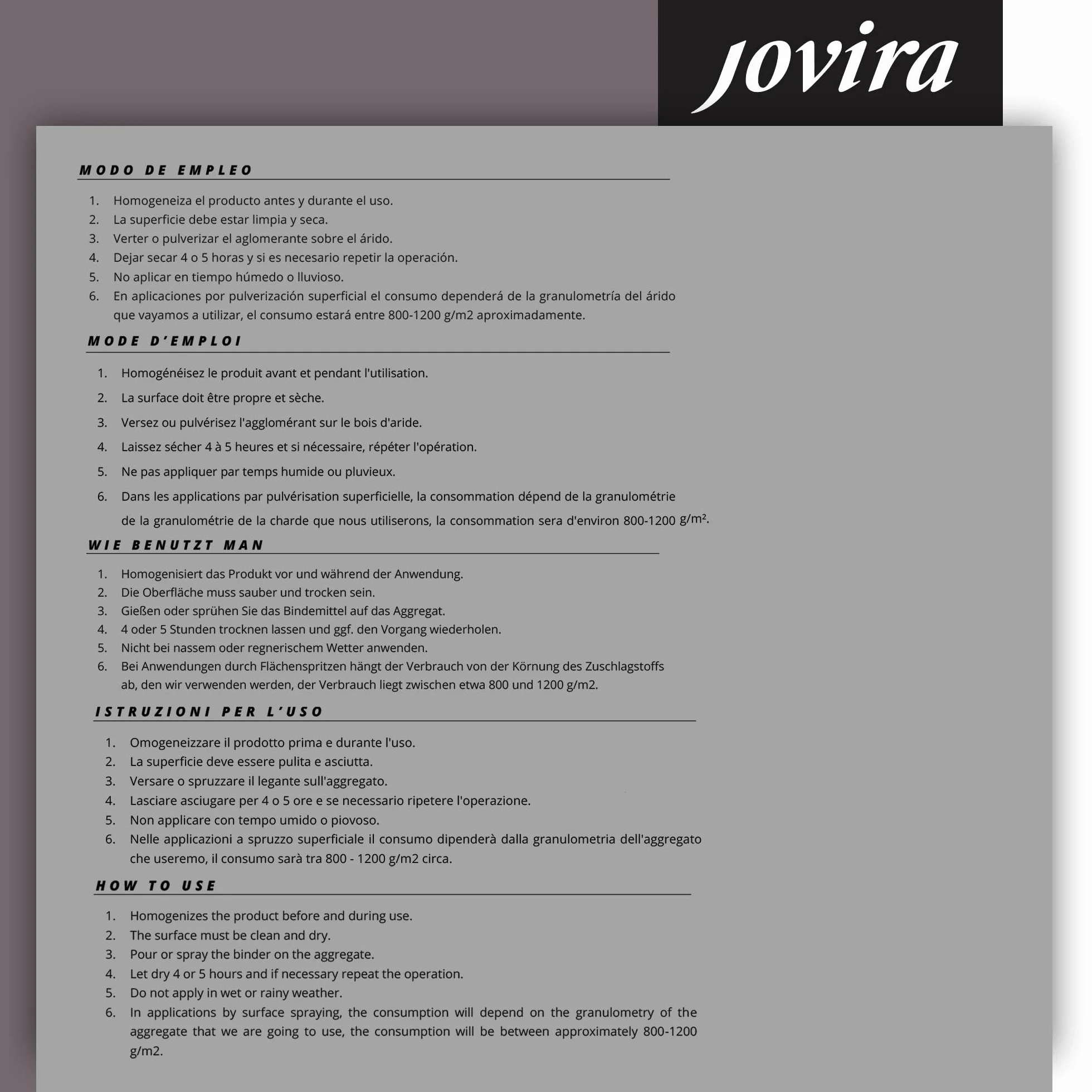 JOVIRA PINTURAS Résine extérieure pour gravier et cailloux 5 L