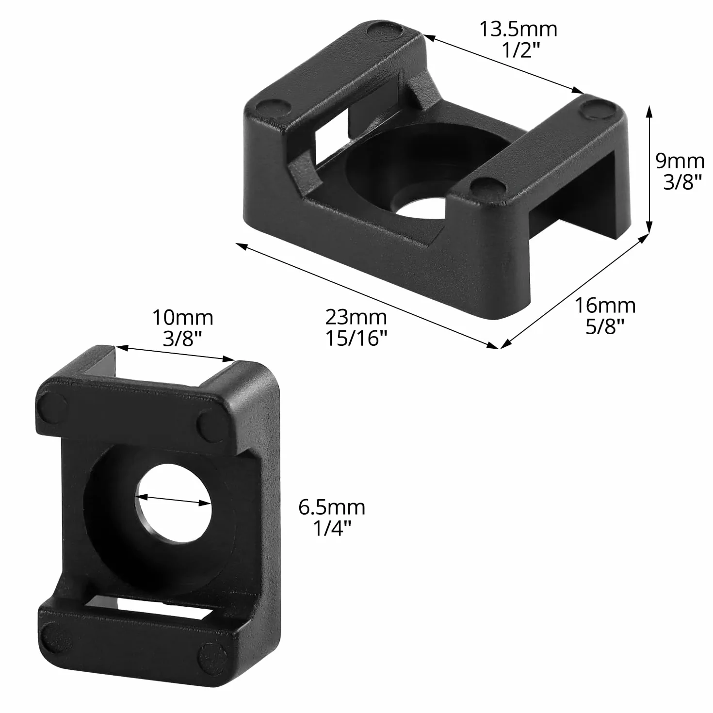 QWORK® 200PCS Base de Attache Câble en Plastique Noir 9 mm - Organisateur de Câbles avec Trou de Vis