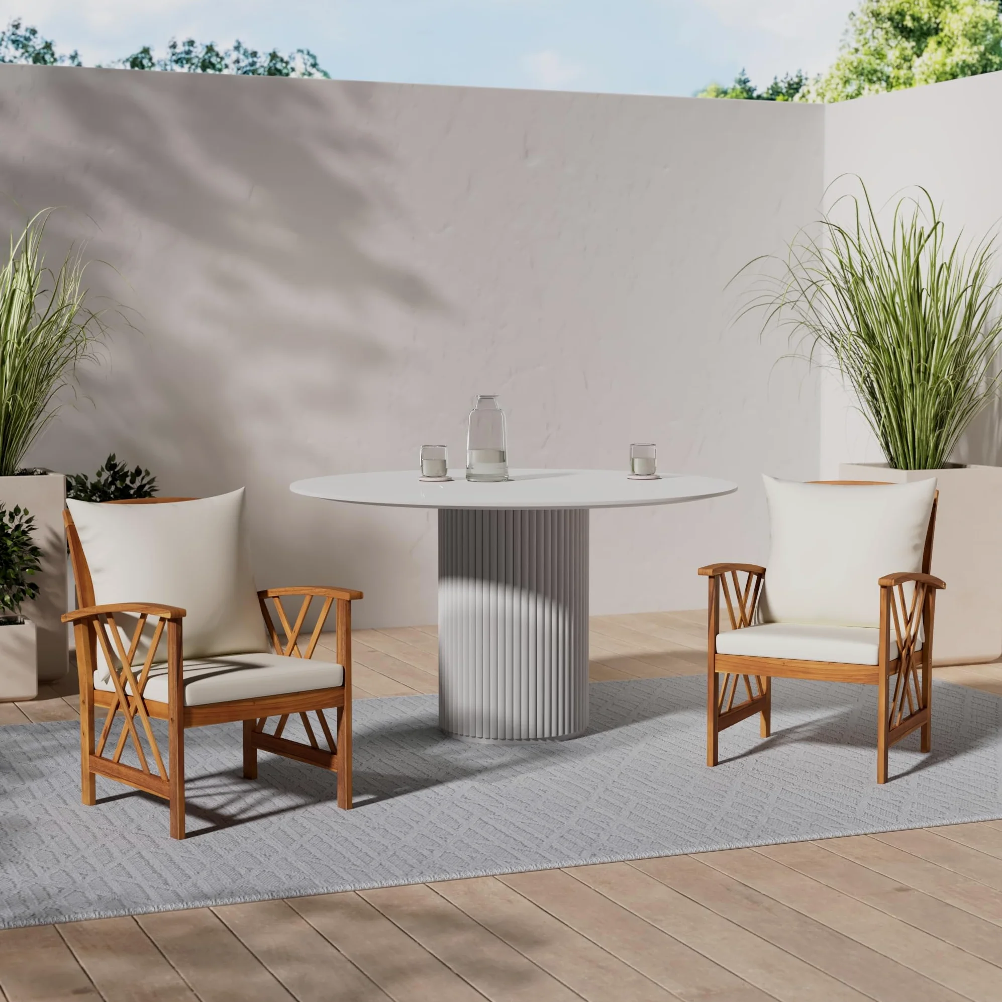 vidaXL 2X Bois d'Acacia Massif Chaises de Jardin avec Coussins Fauteuils de Patio Fauteuils de Jardin Chaises de Terrasse Extérieur Arrière-Cour