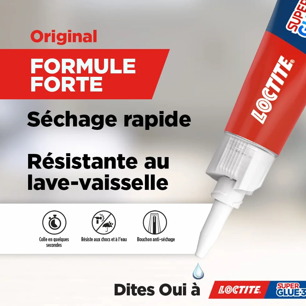 Loctite Super Glue-3 Mini dose 3 x 1 g Colle forte rapide tous matériaux universelle liquide