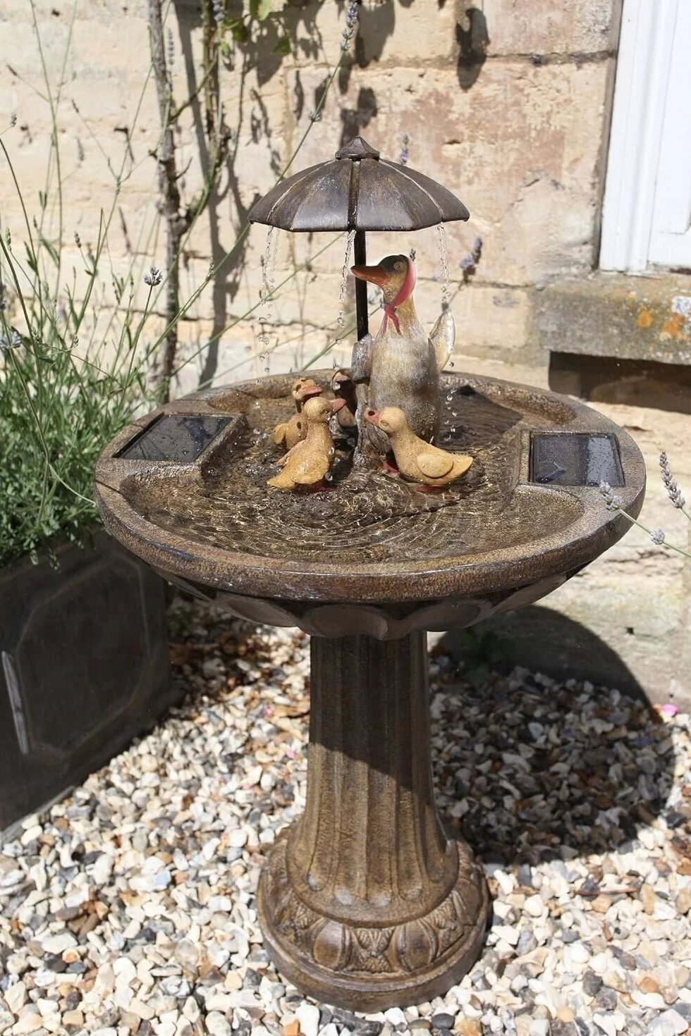 Fontaine à eau solaire Garden Mile - Fontaine rustique bain d'oiseaux pour jardin