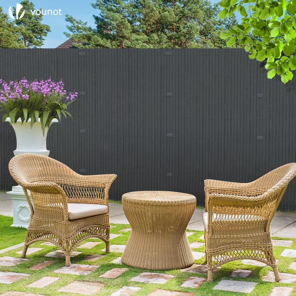 Canisse en PVC Brise Vue Ultra Renforcé 100x500cm Gris avec Attaches de Fixation Double Face