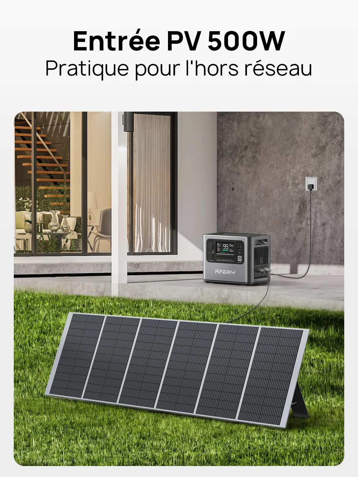 AFERIY Generateur Electrique Portable 2400W, Batterie de Secours LiFePO4 2048Wh, Avec APP, Charge Rapide 1,5H, Prise UE 220-240V, UPS, Générateur Solaire pour Camping/Famille/Bureau, Garantie 7 Ans