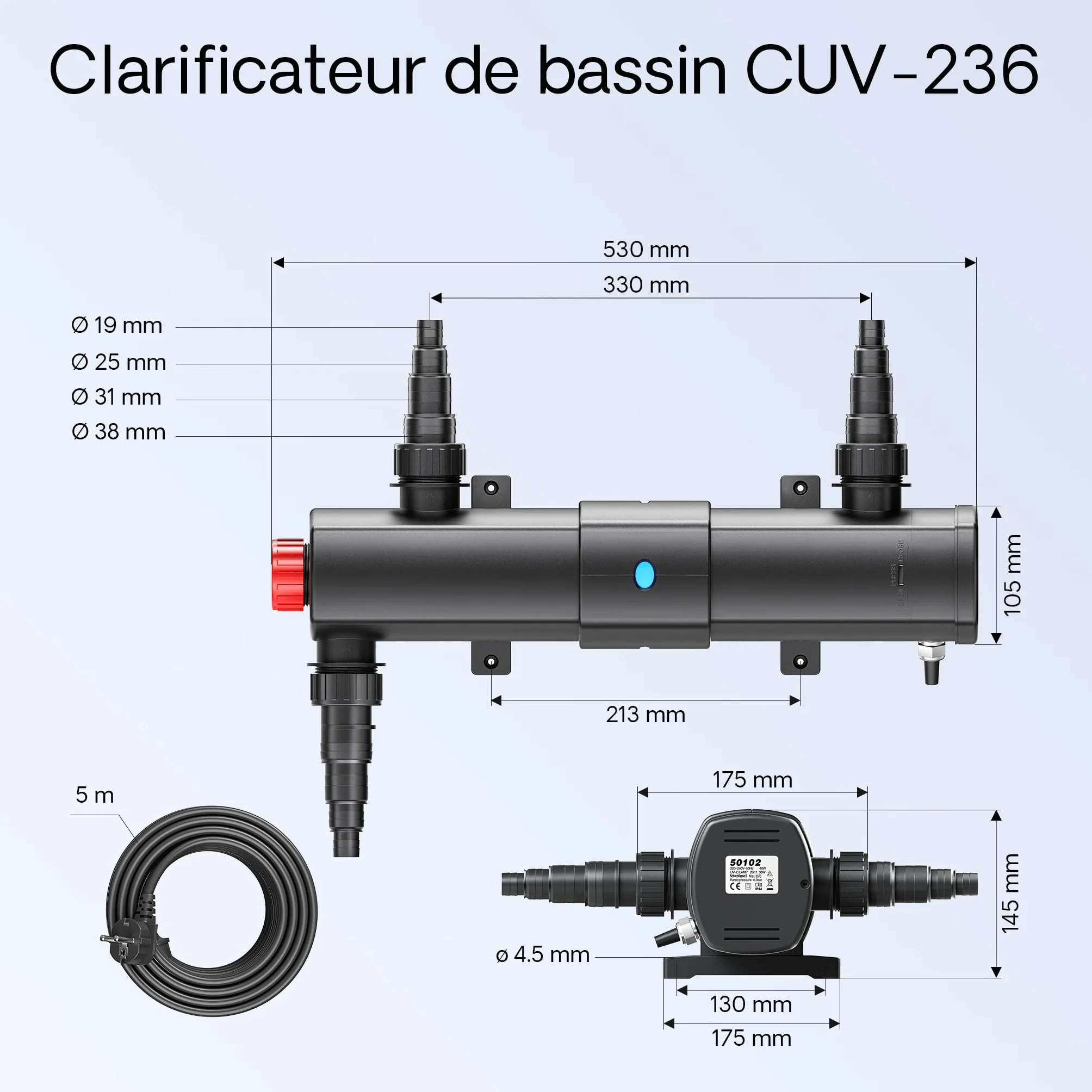 SunSun CBF-550 Filtre de bassin 60000L Biologique NEO10000 Pompe 10000l/h 80W CUV-236 Lampe UV 36W Clarificateur