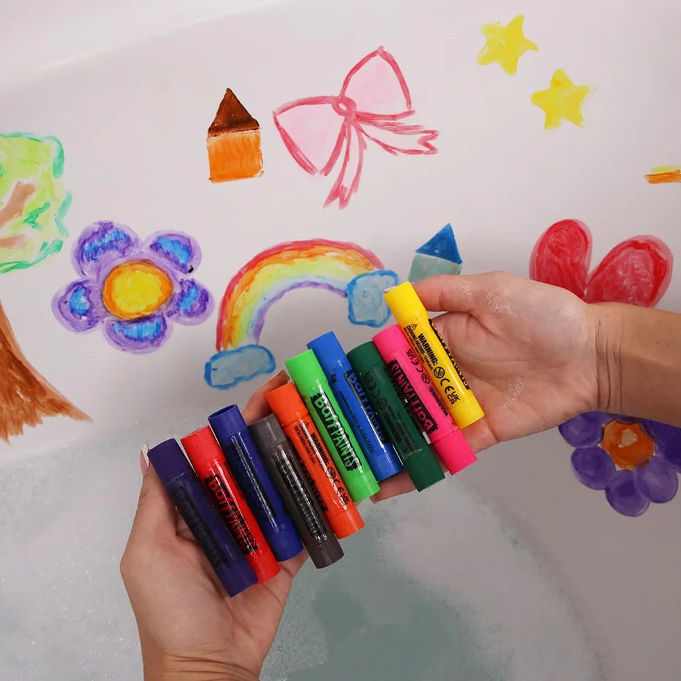 ZIMPLI Grands Bâtons de Peinture pour le Bain, Crayons de Bain, Stylos de Peinture pour Enfants, Twist & Paint, Couleurs Vives, Sans Salissure, Nettoyage Facile
