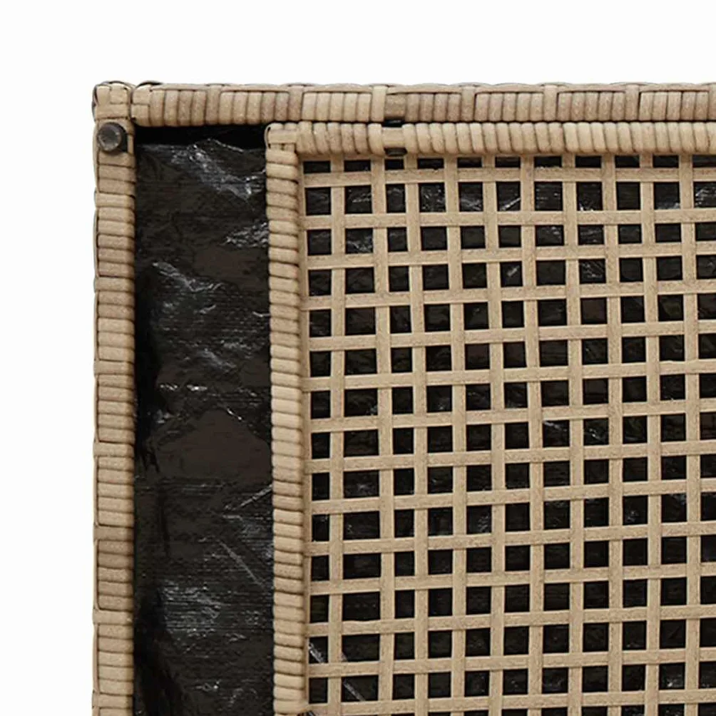 Banc de rangement extérieur coussin beige 100 cm résine tressée