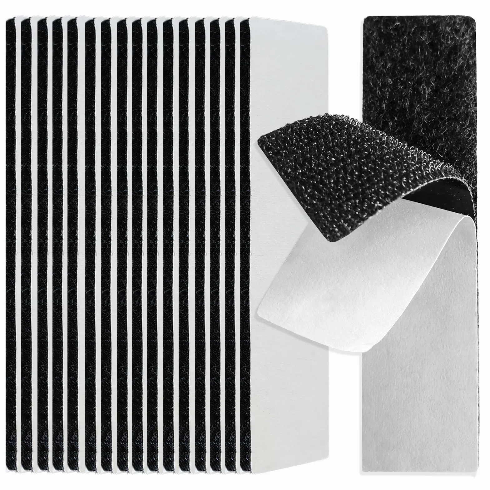 Lot de 70 bandes adhésives double face 10,16 cm crochet et boucle - Fixation sans trous ni vis - Noir