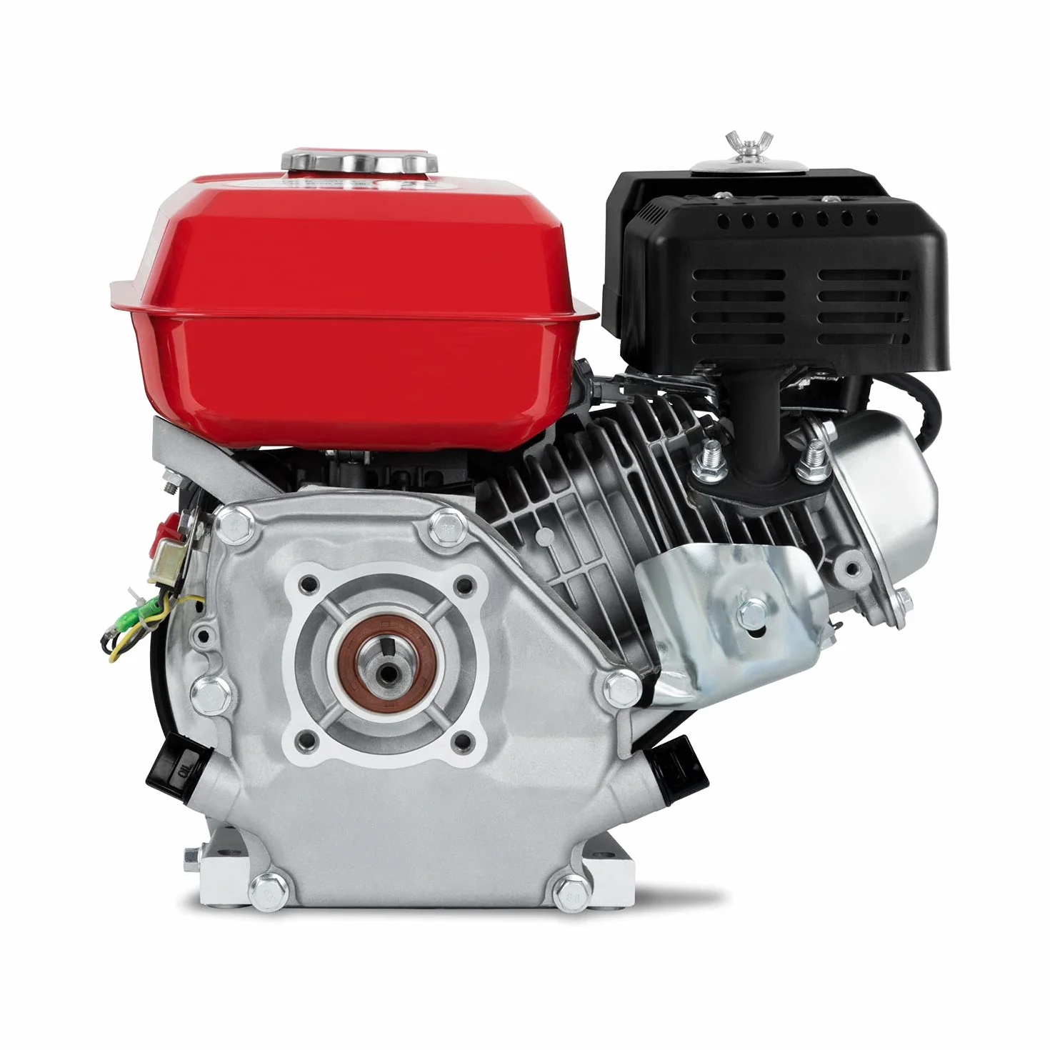 EBERTH 6,5 CV Moteur thermique à essence Moteur de kart avec arbre de 19,05 mm Ø, sécurité contre manque d'huile, 4 temps, 1 cylindre, 196 ccm cylindrée, refroidissement air, démarrage câble