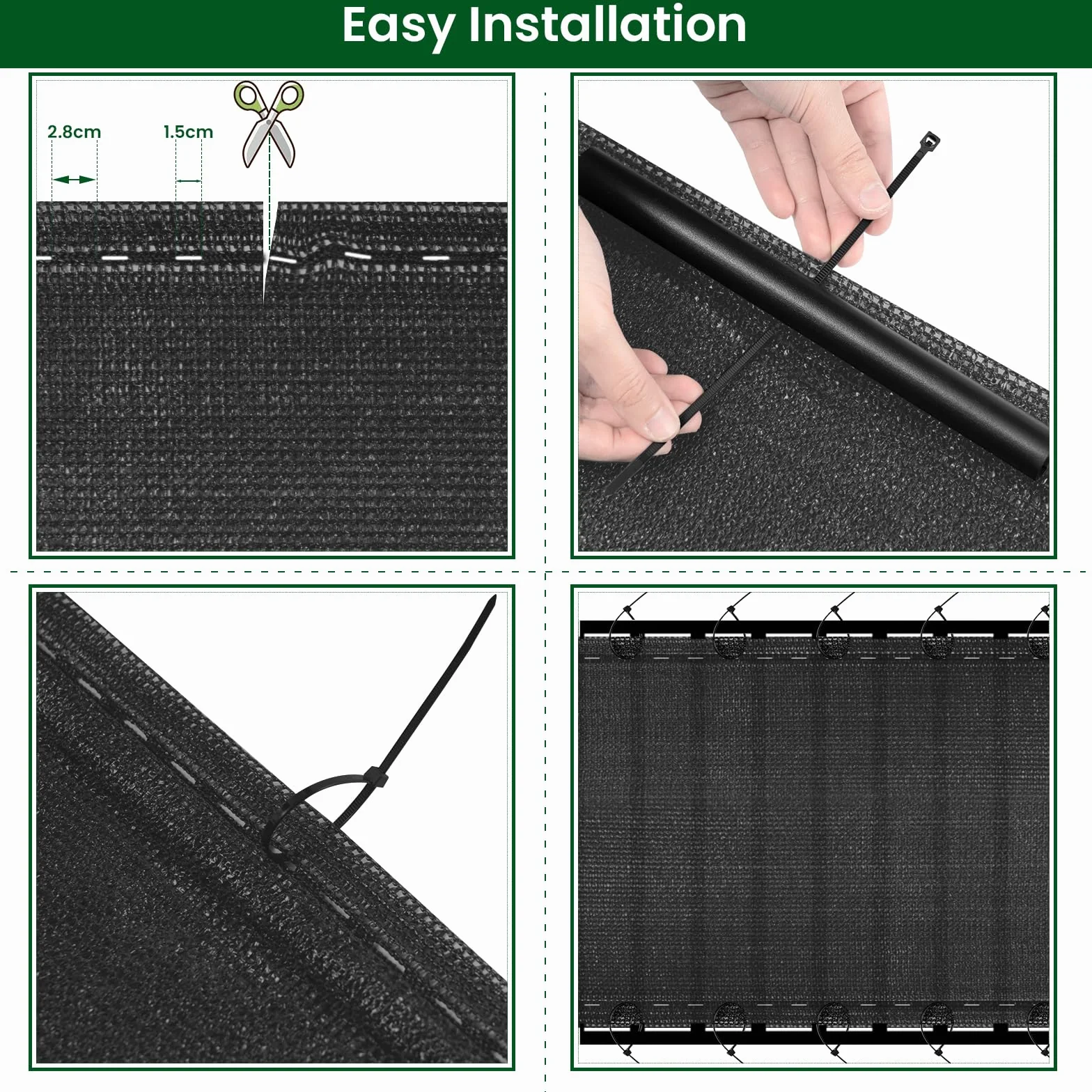 WOLTU Brise Vue Jardin Extérieure HDPE 280g/m² 1,5x10 m Anthracite Protection Soleil Vent UV