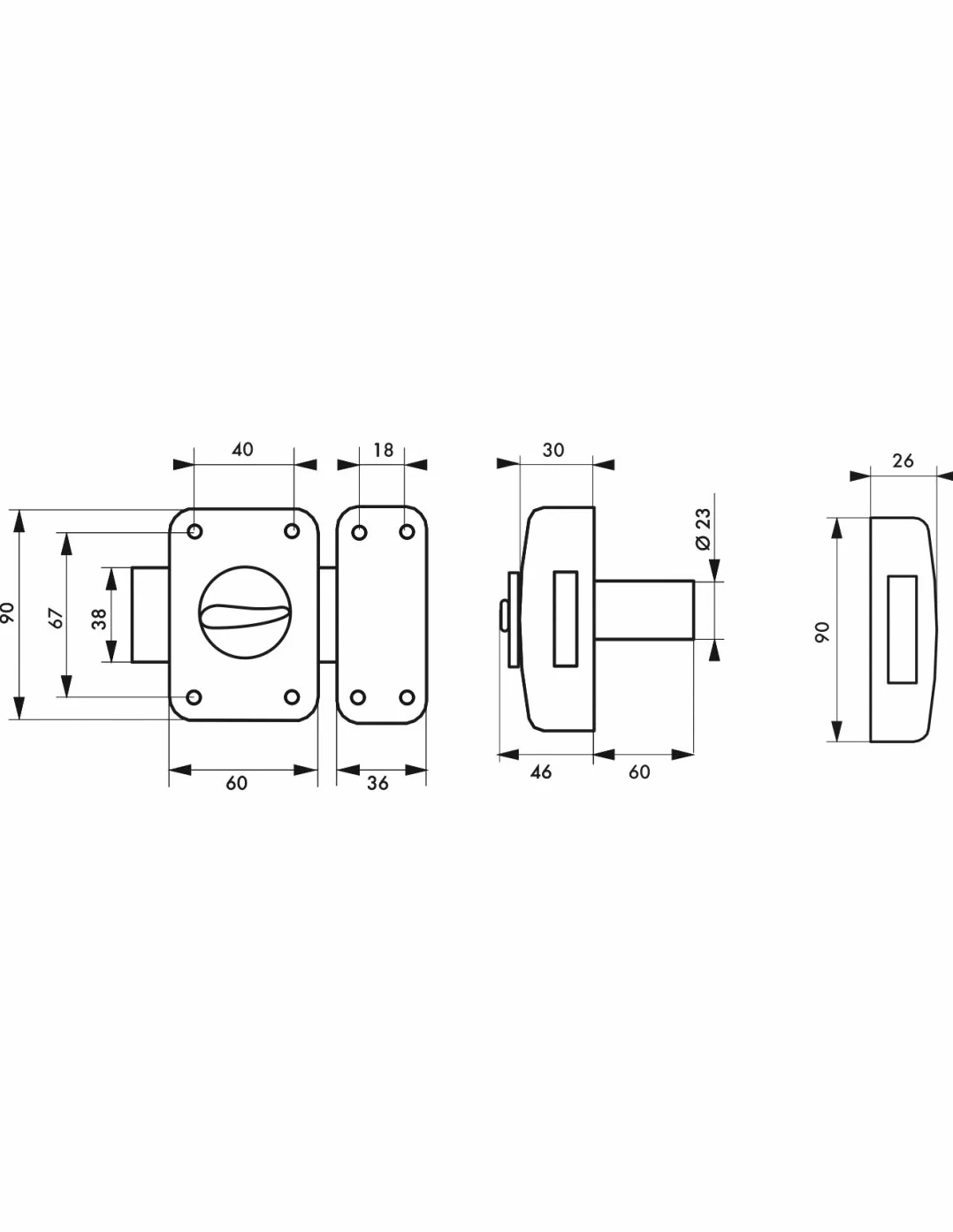 THIRARD Verrou à Bouton Corvette pour Porte d'Entrée Cylindre Laiton 60 mm Ø 23 mm Acier 3 Clés Crantées Époxy Bronze