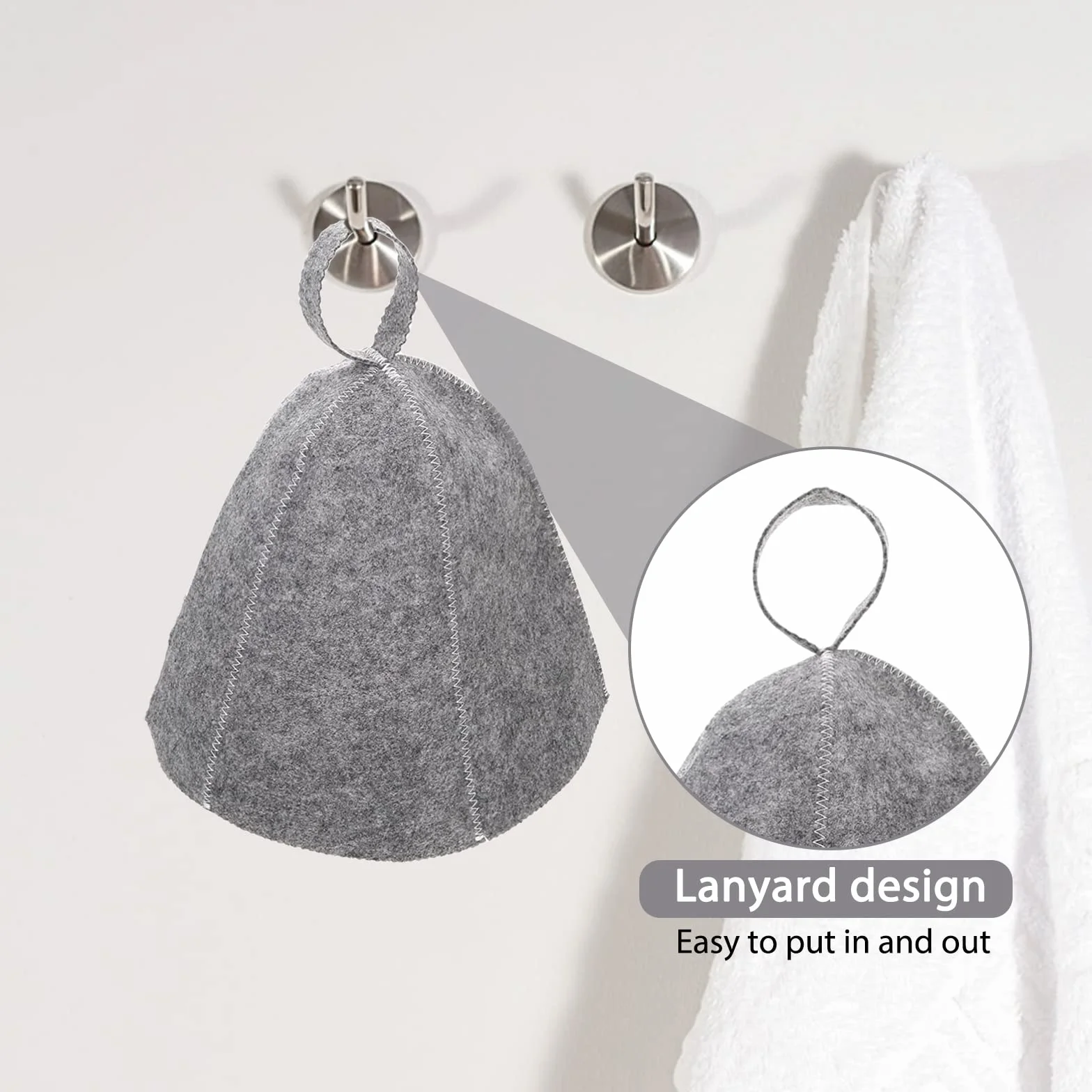 Bonnet de Sauna en Feutre Gris 3 Pièces pour Femmes et Hommes