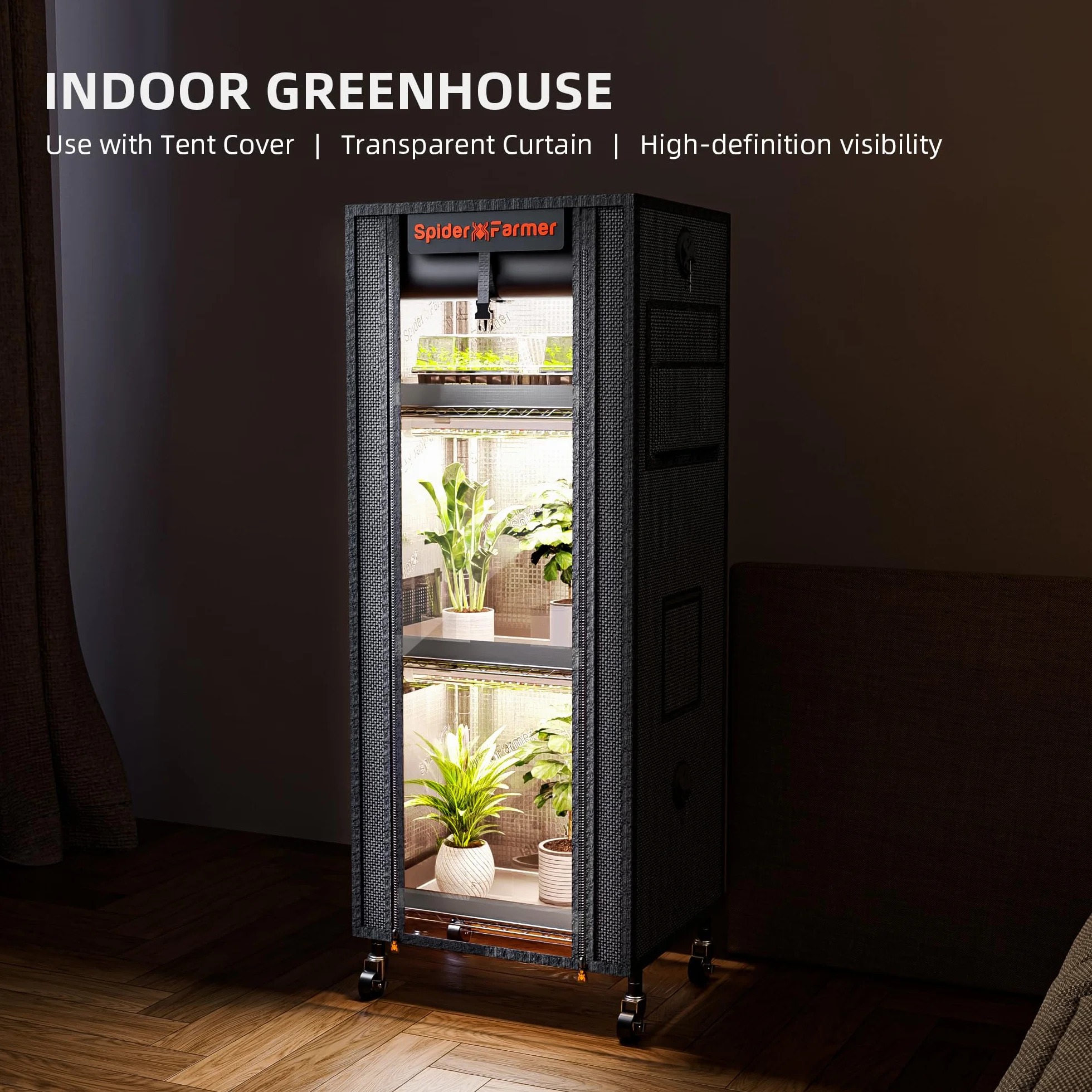 SPIDER FARMER Plant Holder Grow Light Kit 4 Couches 6 Lampes LED Spectre Complet 30cm Growtent 40x30x120cm