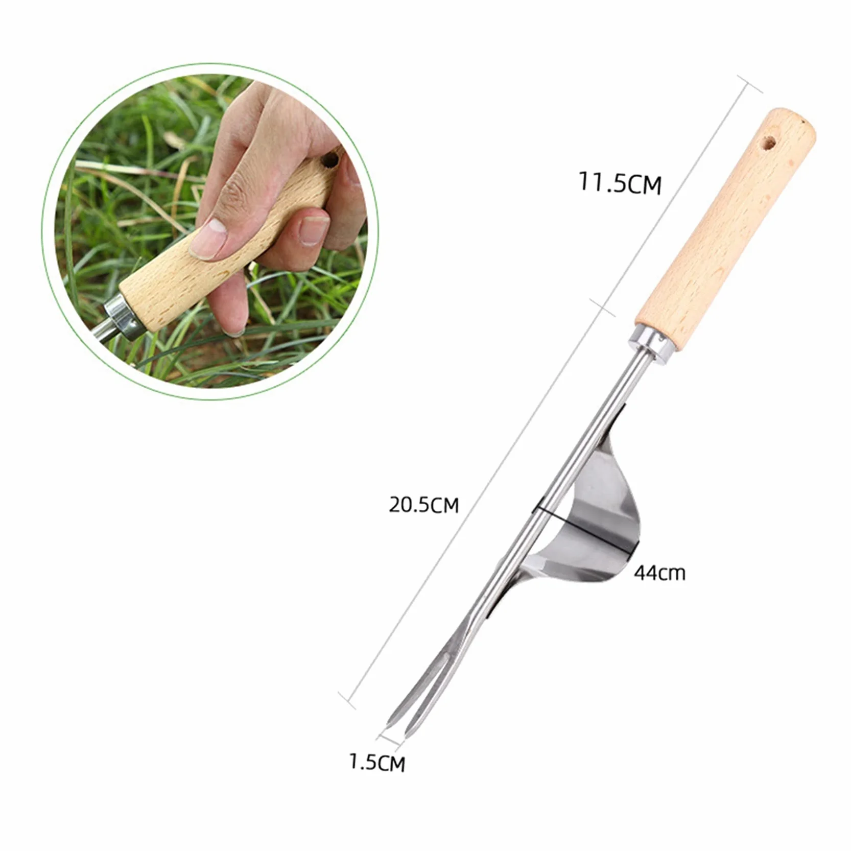 ISTOVO Désherbeur de Jardin en Acier Inoxydable Manche en Bois 2X Extracteur de Pissenlit