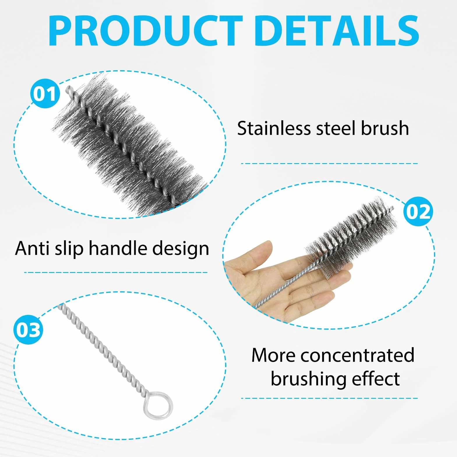 Brosse pour Tuyau de poêle Ø 40 mm, Nettoyeur de cheminée Universel, Balai en Fil d'acier 30 cm