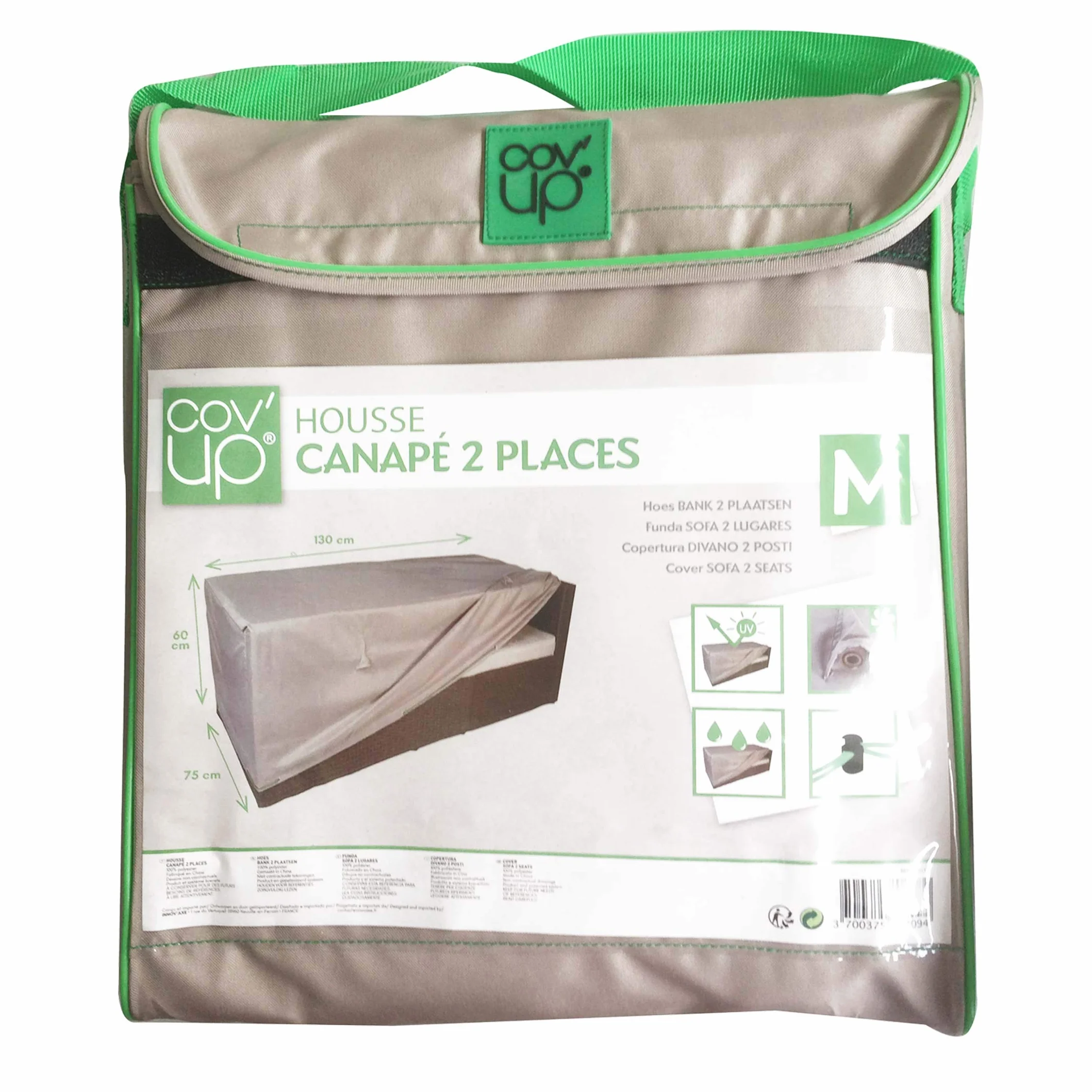 Cov'Up Housse de Protection de canapé de Jardin 130 x 75 x 60 cm, Taupe
