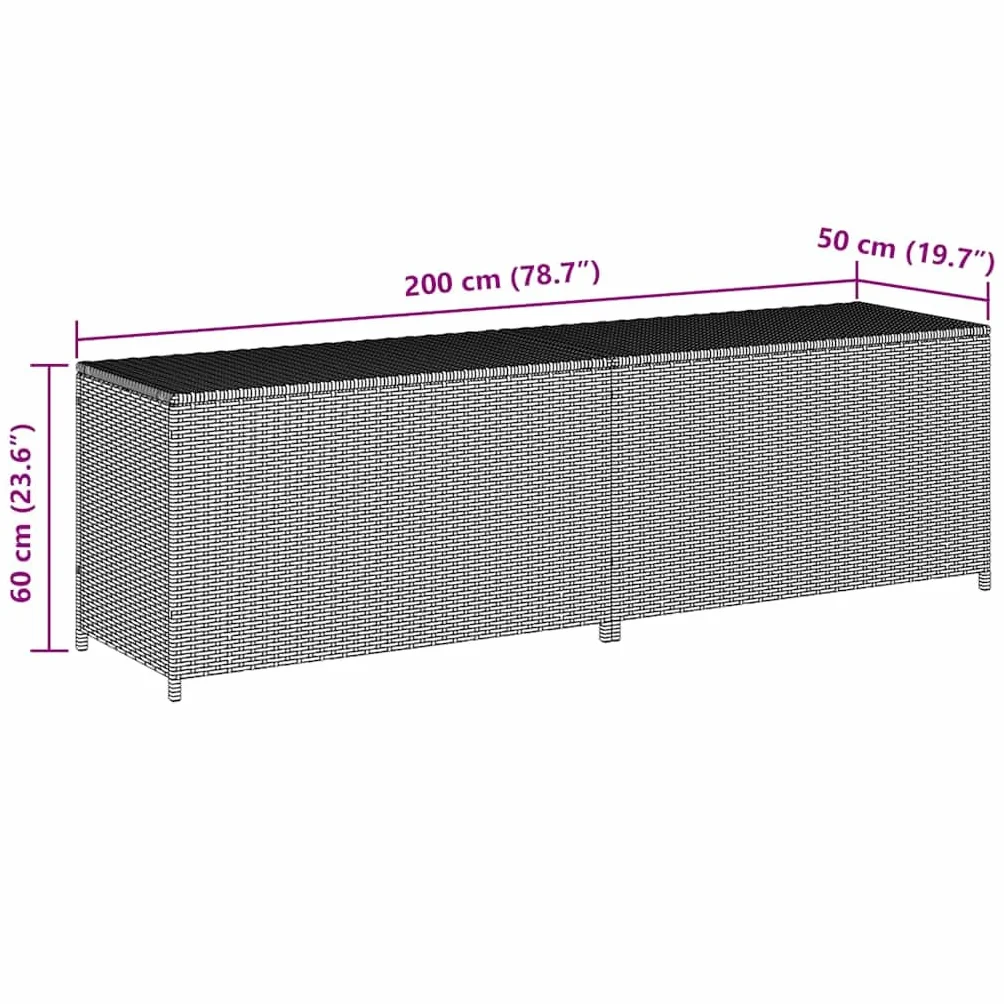 vidaXL Coffre de Rangement Jardin Résine Tressée 200x50x60 cm Gris