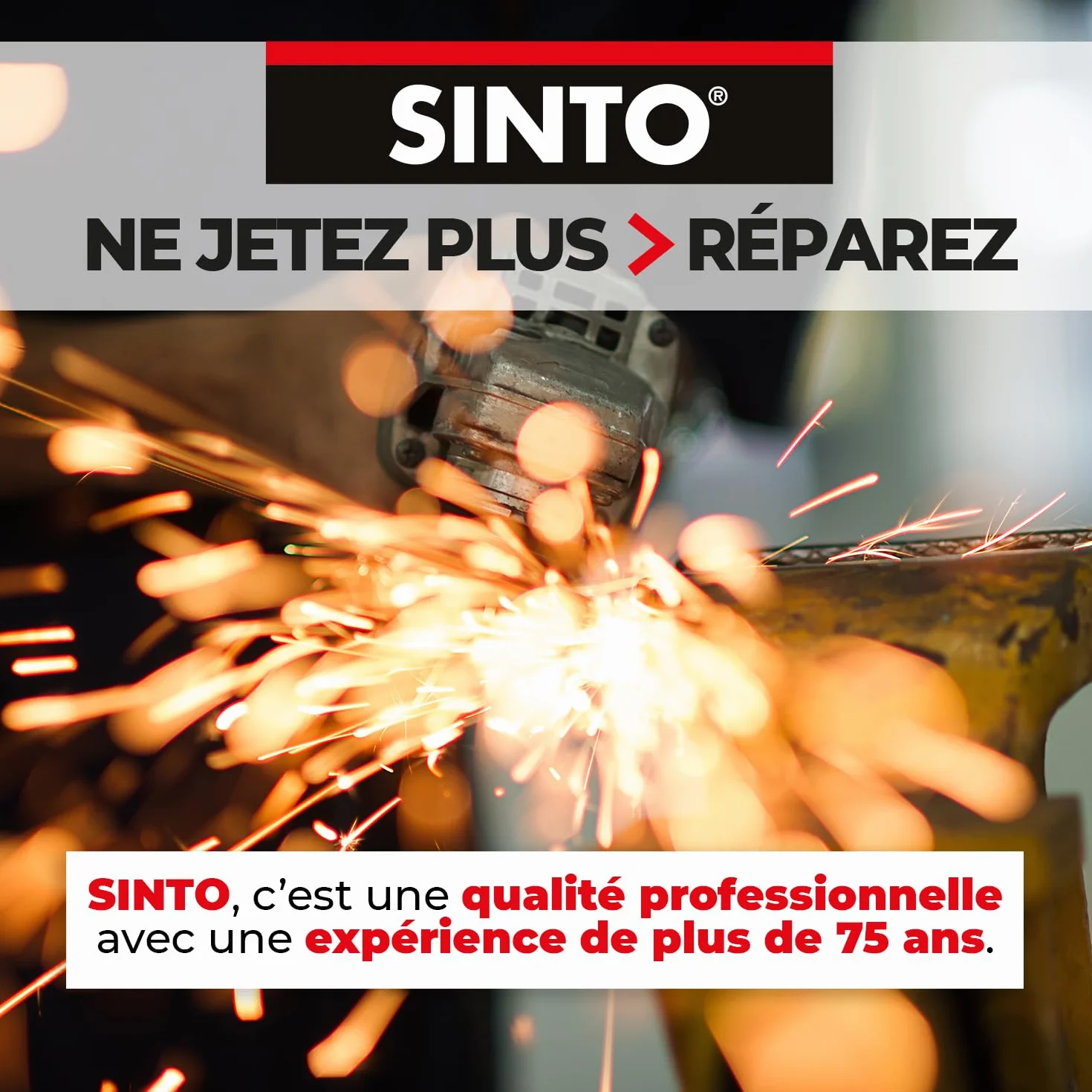 SINTO Répare Métal Rapide 60g Cuivre - Rebouche, Assemble, Soude - Résiste Pression Eau Températures Extrêmes