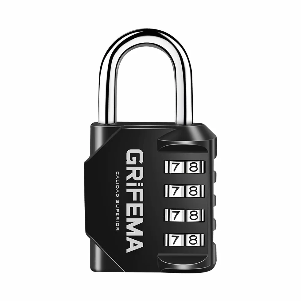 GRIFEMA GA1001-1 Cadenas Code 4 Chiffres Résistant Aux Intempéries Alliage de Zinc Noir