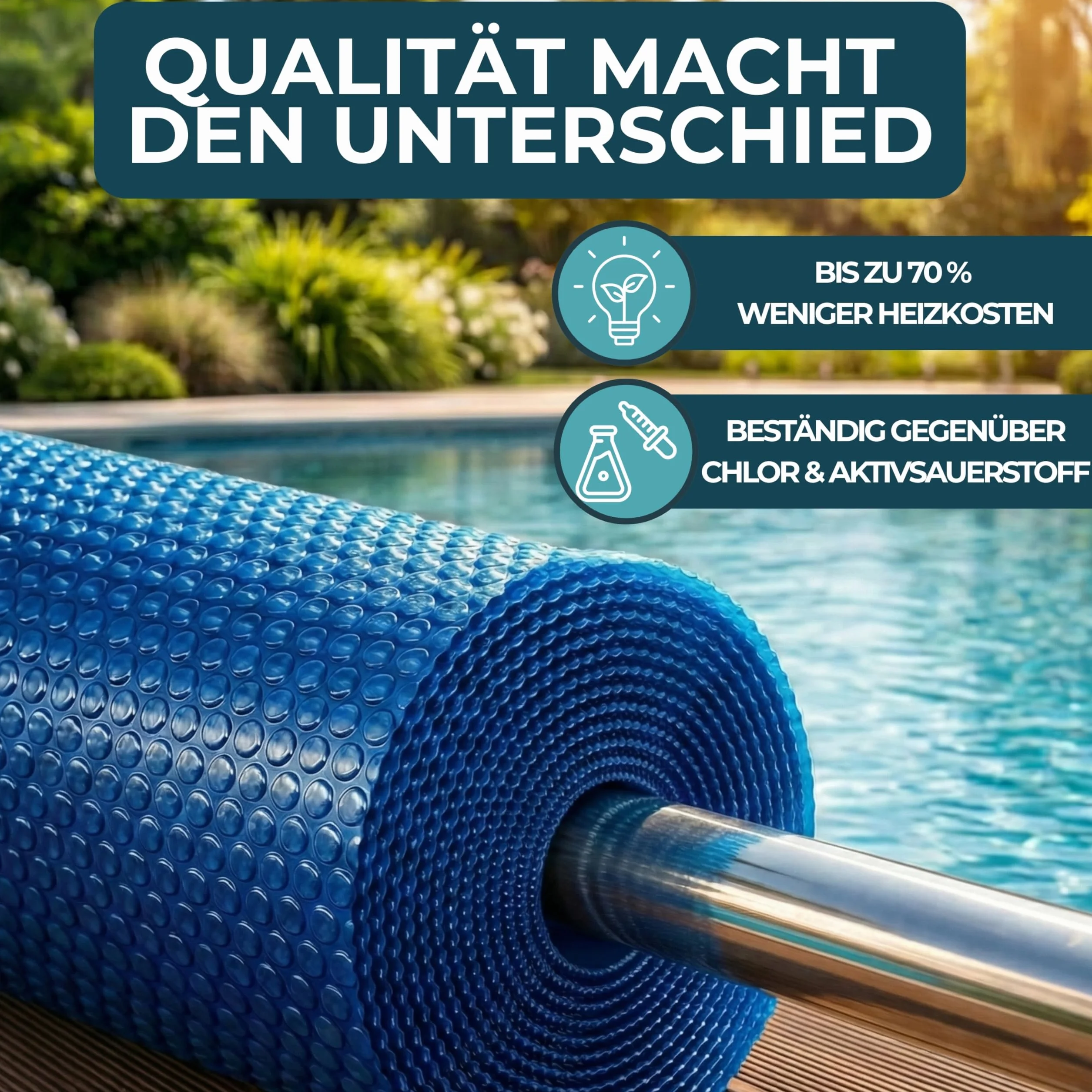 Poolomio Bâche Solaire 400 mµ Couverture de Piscine Rectangulaire 8 x 4 mètres