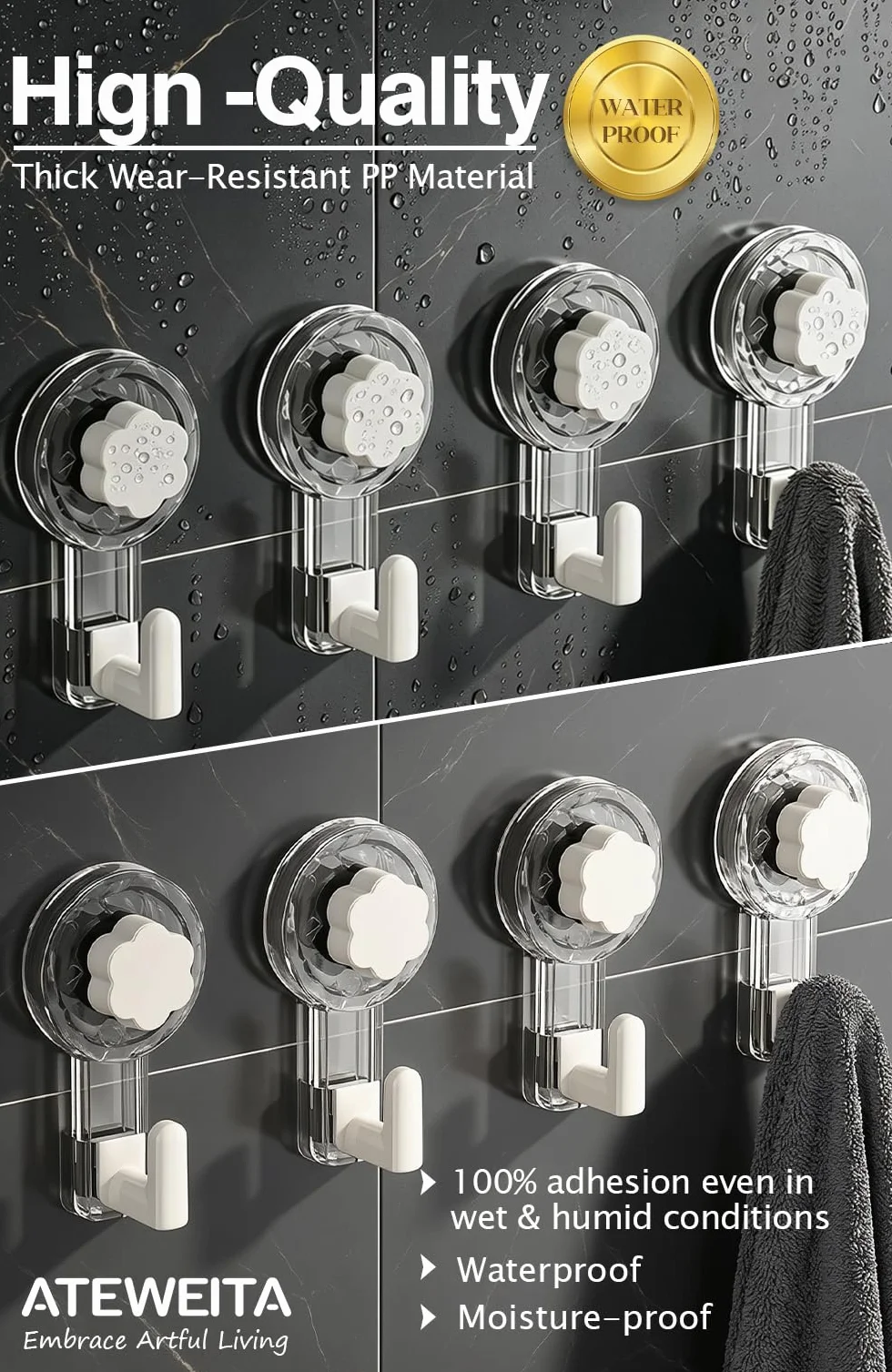 Crochet Ventouse Salle De Bain Mural, Porte Accroche Serviette Sans Percage, Sxtra Forte Suction Hooks Douche Cuisine