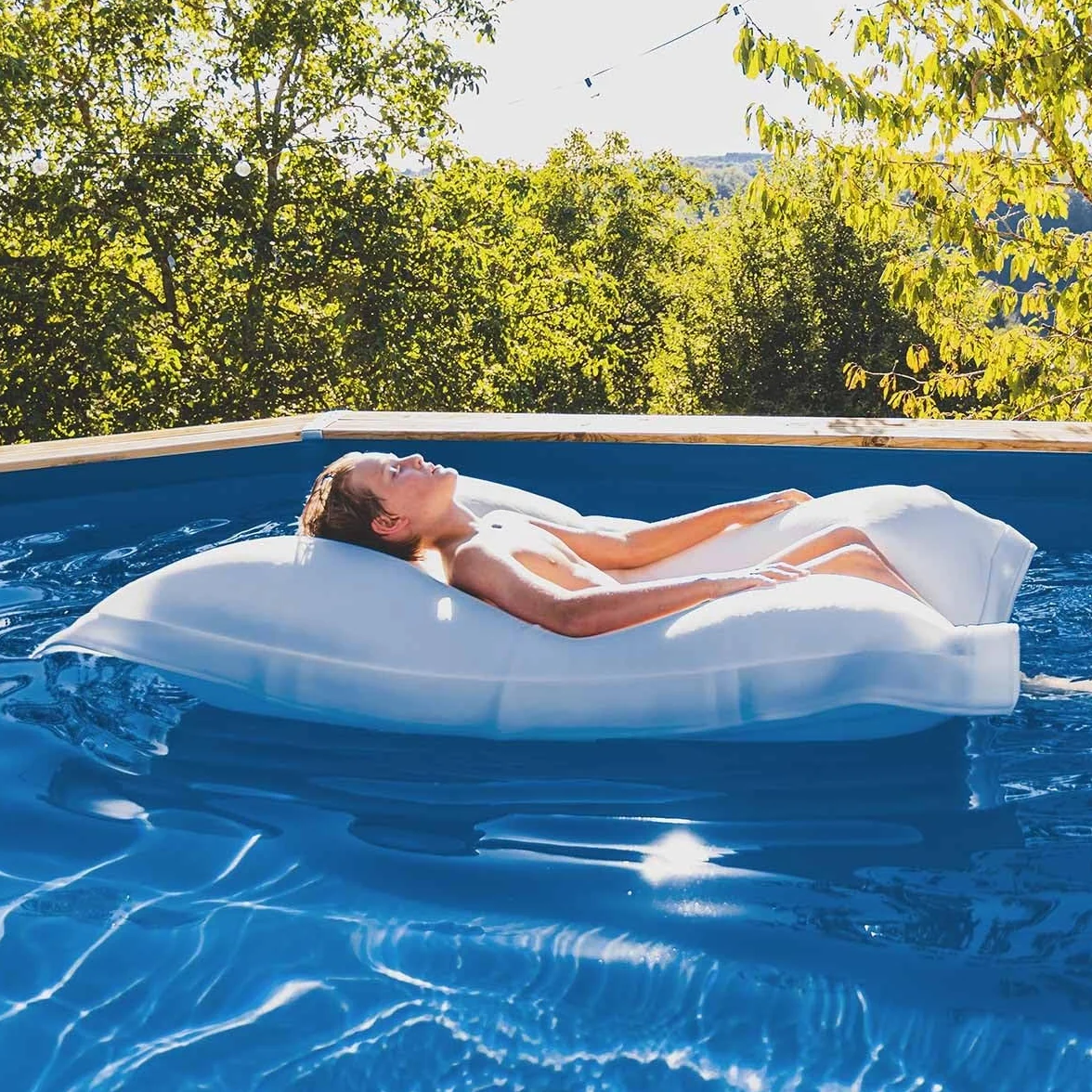 LIVEDECO - Housse Vide Pouf Géant XXL, Flottant pour Piscine, Blanc Pool BiG52