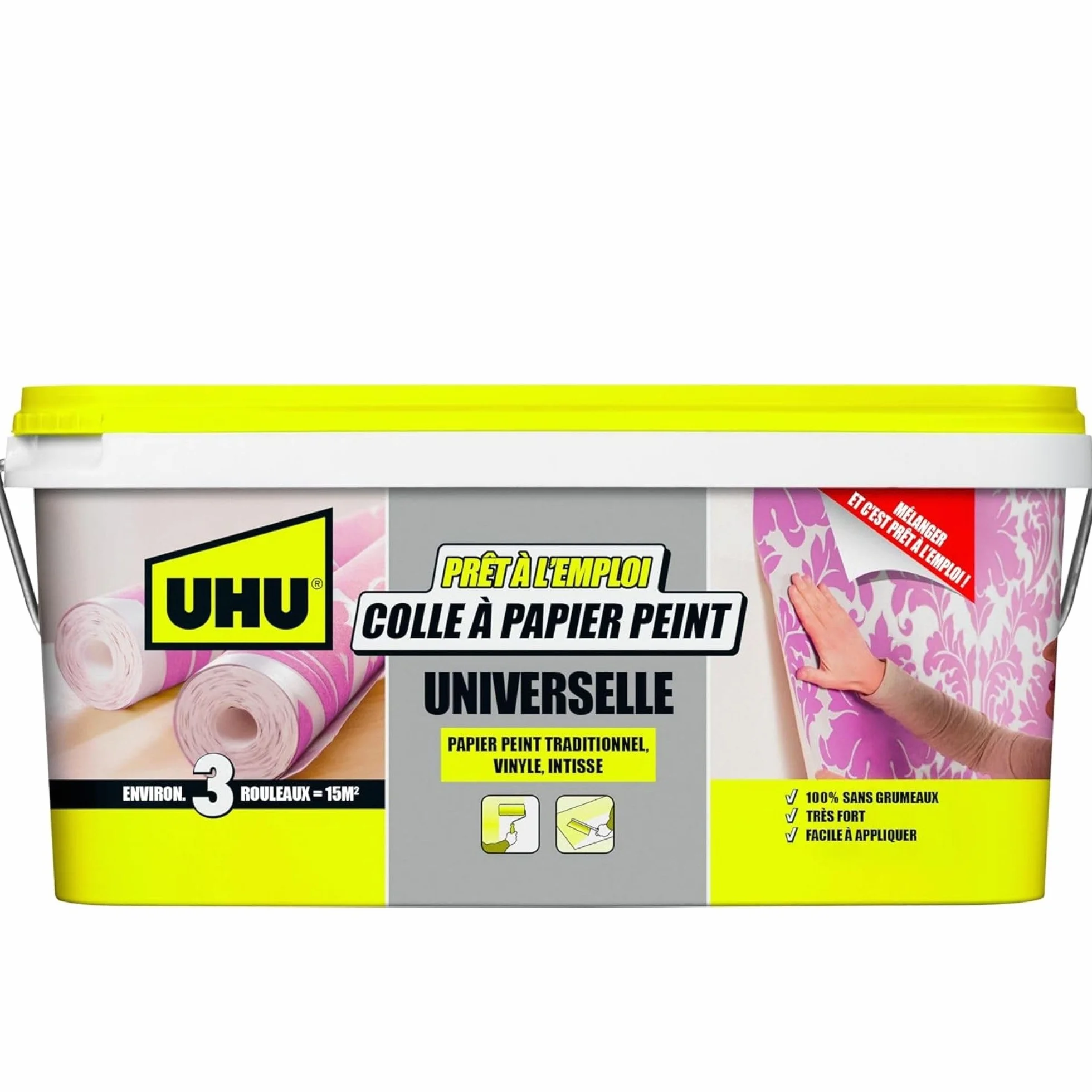 UHU Fix And Fertig Colle Papier Peint Prête À L Emploi 15m2 Pot 2,5 Kg