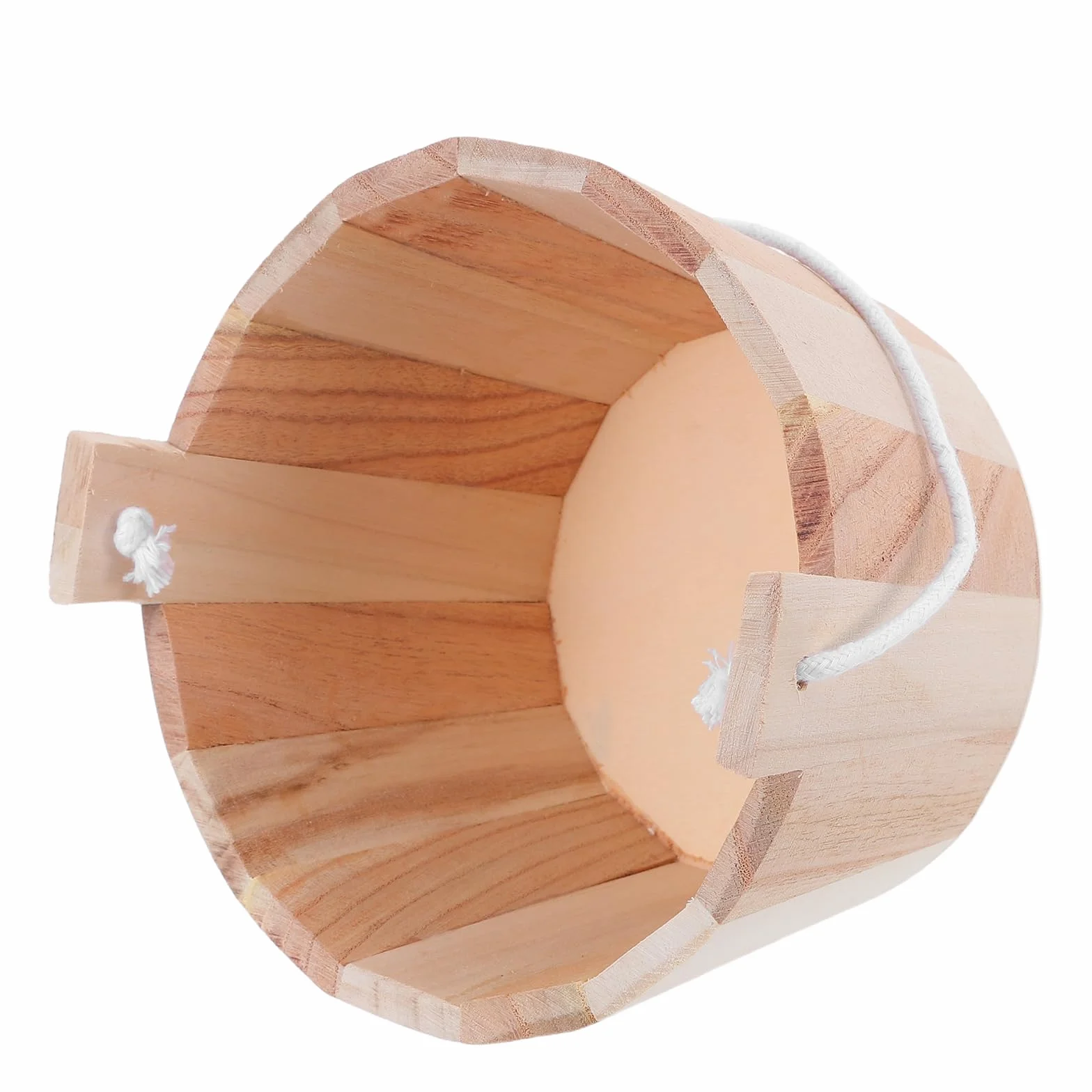 Seau de Sauna en Bois Naturel 5l avec Poignée en Corde pour Sauna Traditionnel
