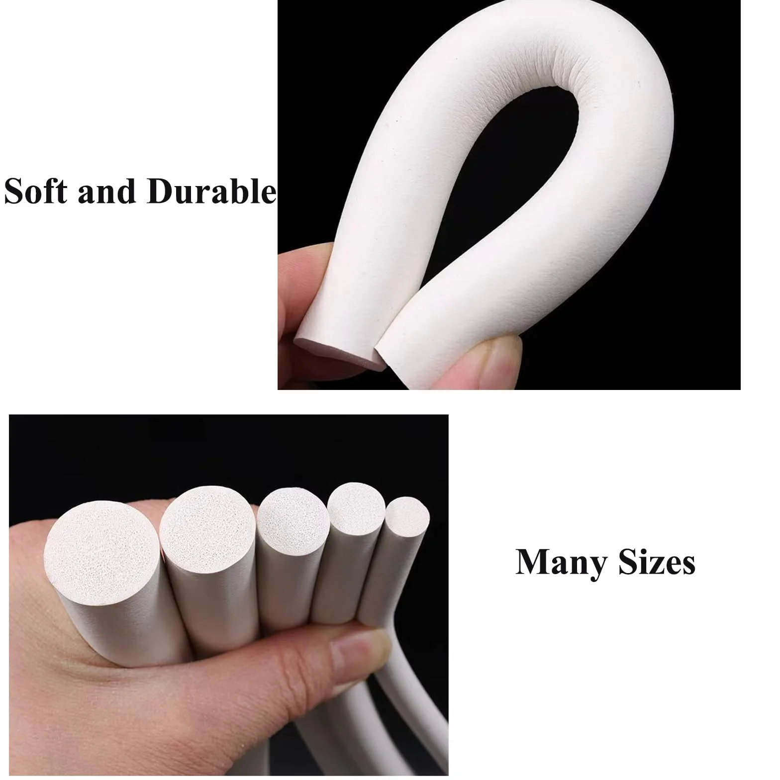 Bande d'étanchéité ronde en mousse silicone 10 mm x 2 m pour joints bricolage