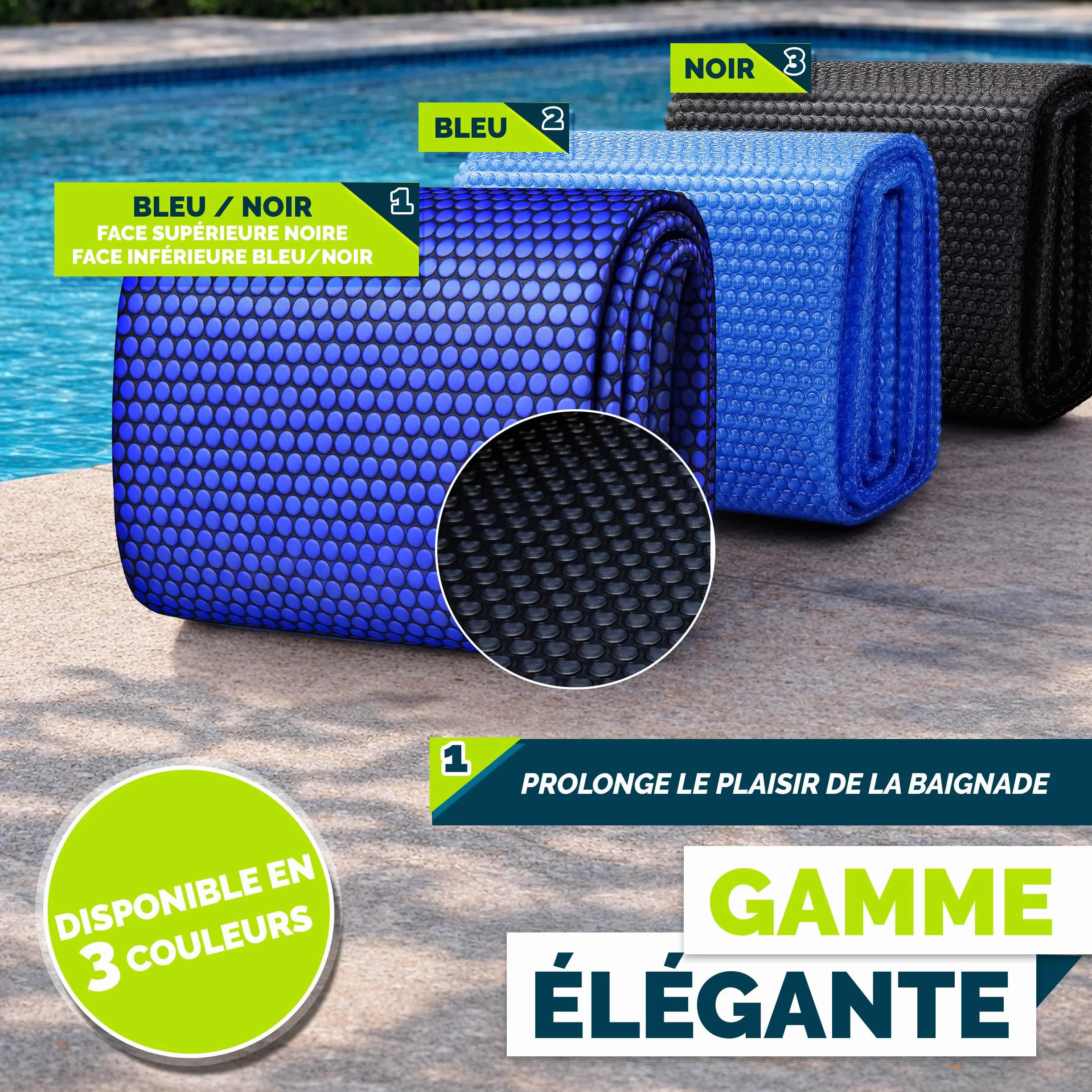 Tillvex Bâche à Bulles Piscine 120 µm 549x274 cm Noir Protection Solaire Chauffage