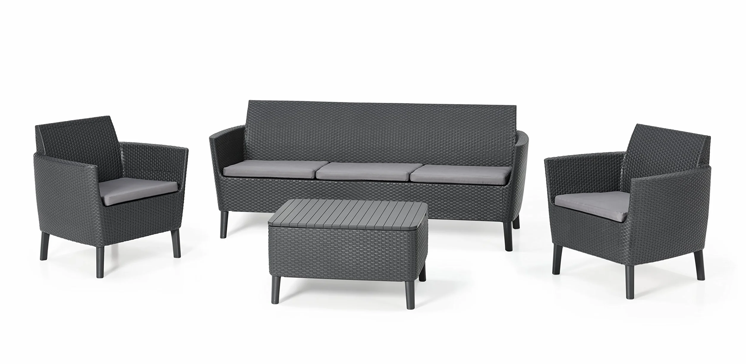 Keter Salemo Canapé d'extérieur 3 Places, Coussins Inclus Graphite