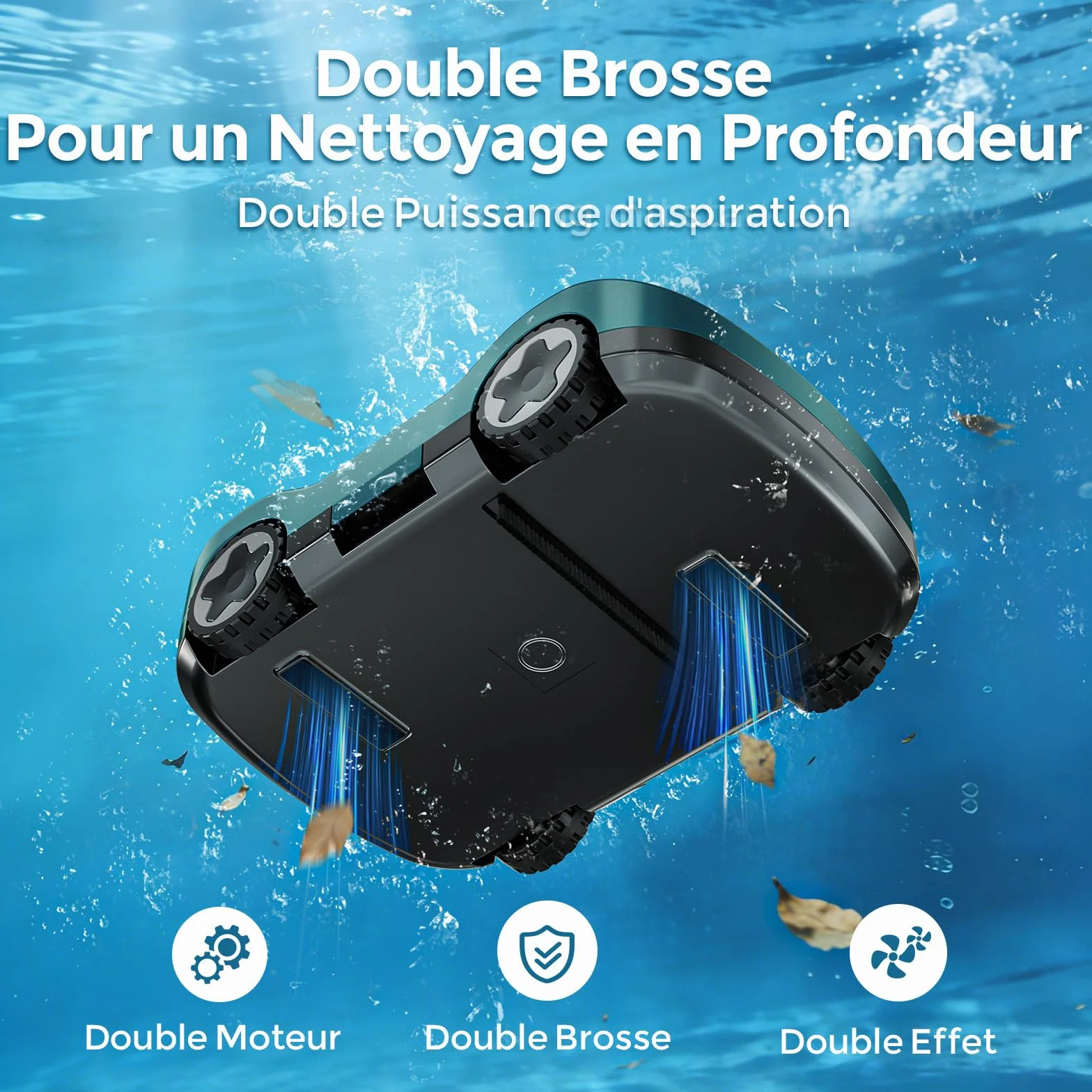 Robot Piscine sans Fil 180 Min Autonomie Aspiration Puissante Navigation Intelligente Filtration Ultra-Fine Auto-Parking pour Piscines Hors Sol 200m²