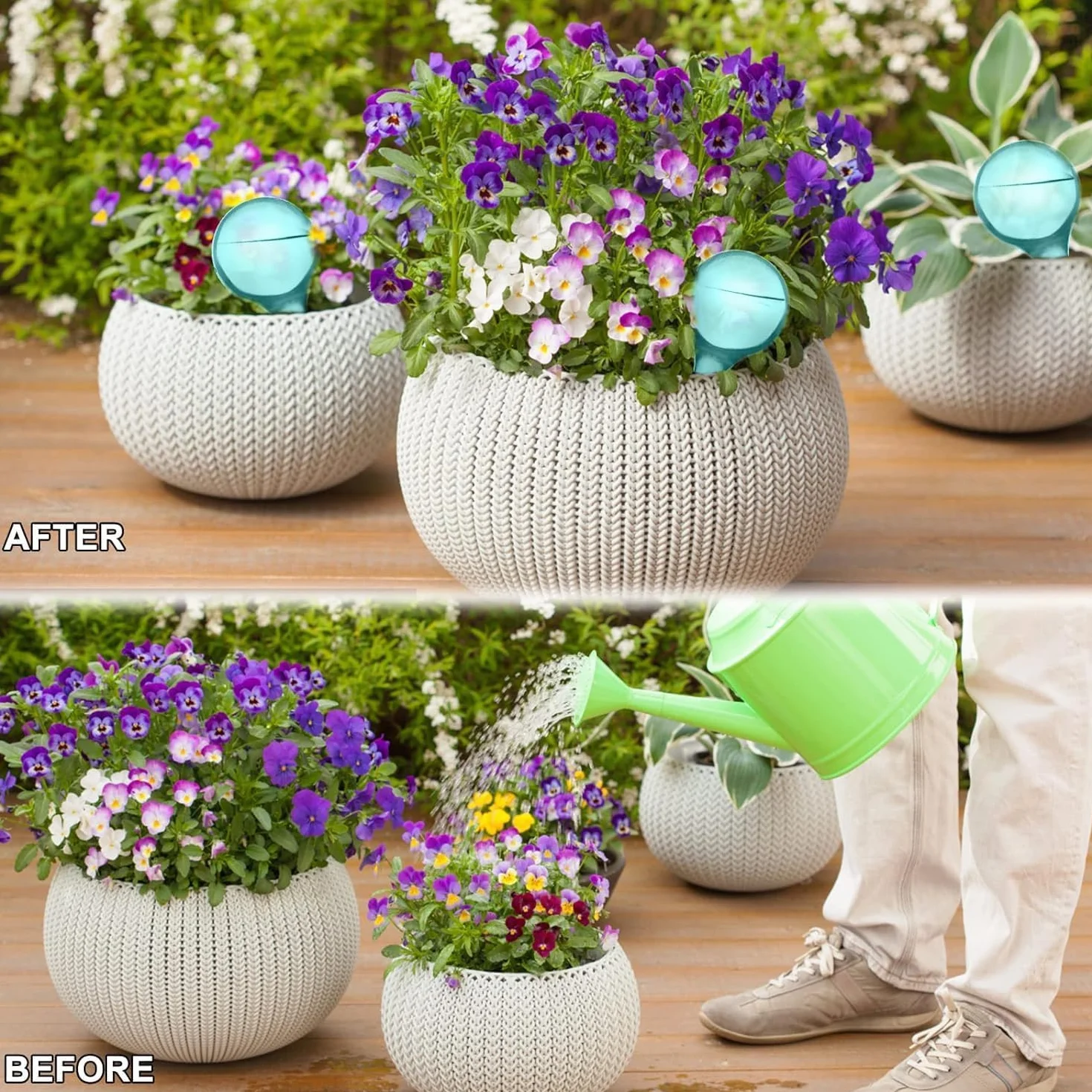 Lot de 18 boules d'irrigation pour plantes, petites plantes, 13 x 5 cm, boules d'irrigation, boules d'irrigation, pour l'intérieur et l'extérieur, vert + transparent
