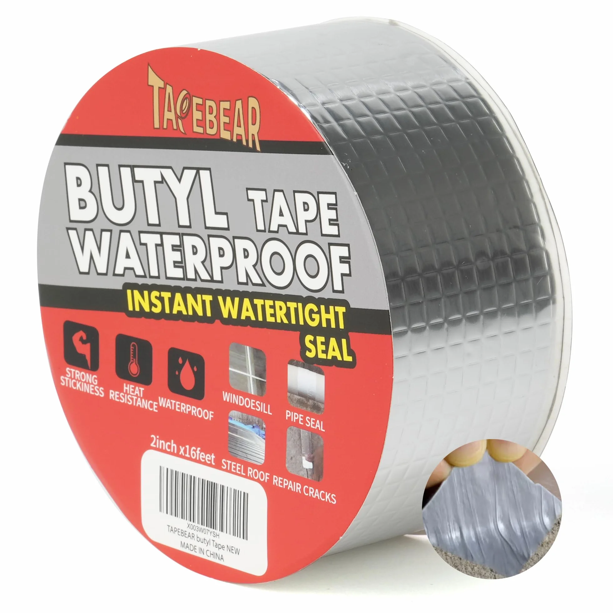 TAPEBEAR Ruban Butyle Étanche 50mm x 5m, Adhésif Imperméable Réparation Toit Fissure Fenêtre Tuyau
