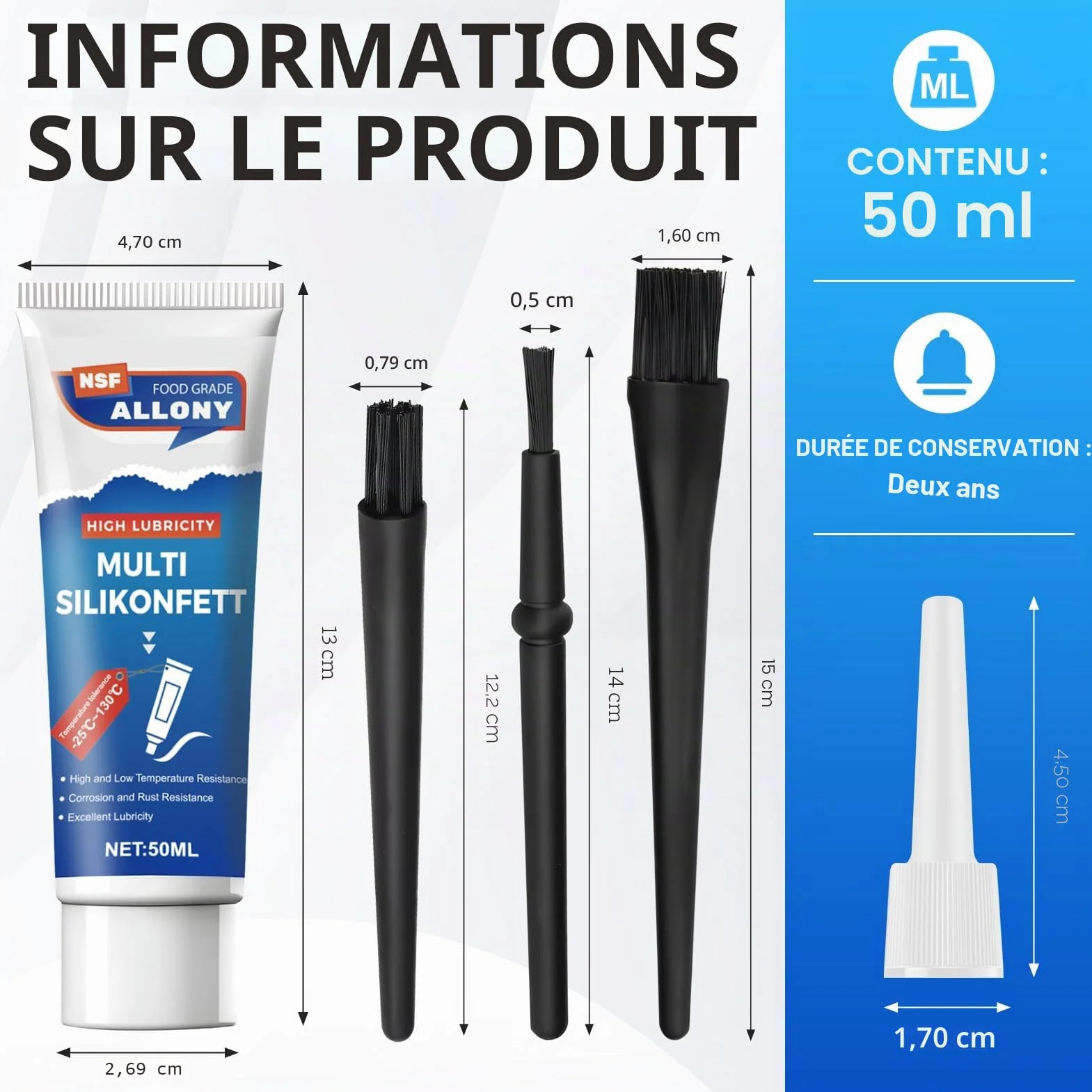 ALLONY Graisse Alimentaire Machine à Café 50ml, Graisse Silicone pour Joints et Joints Toriques