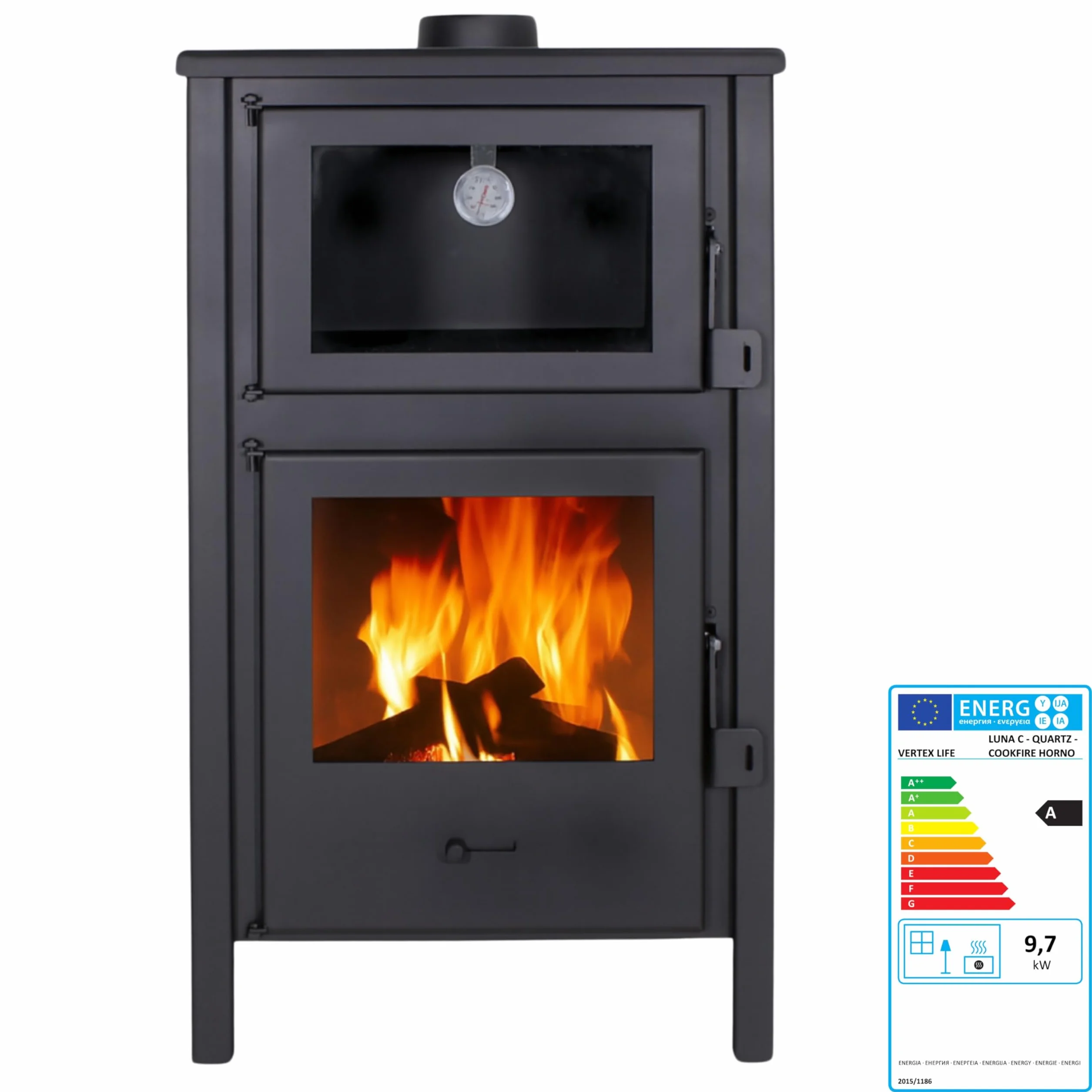 Poêle à Bois EIDER BIOMASA Quartz 12,4 kW 89 x 47 x 52 cm Fonte Classe A