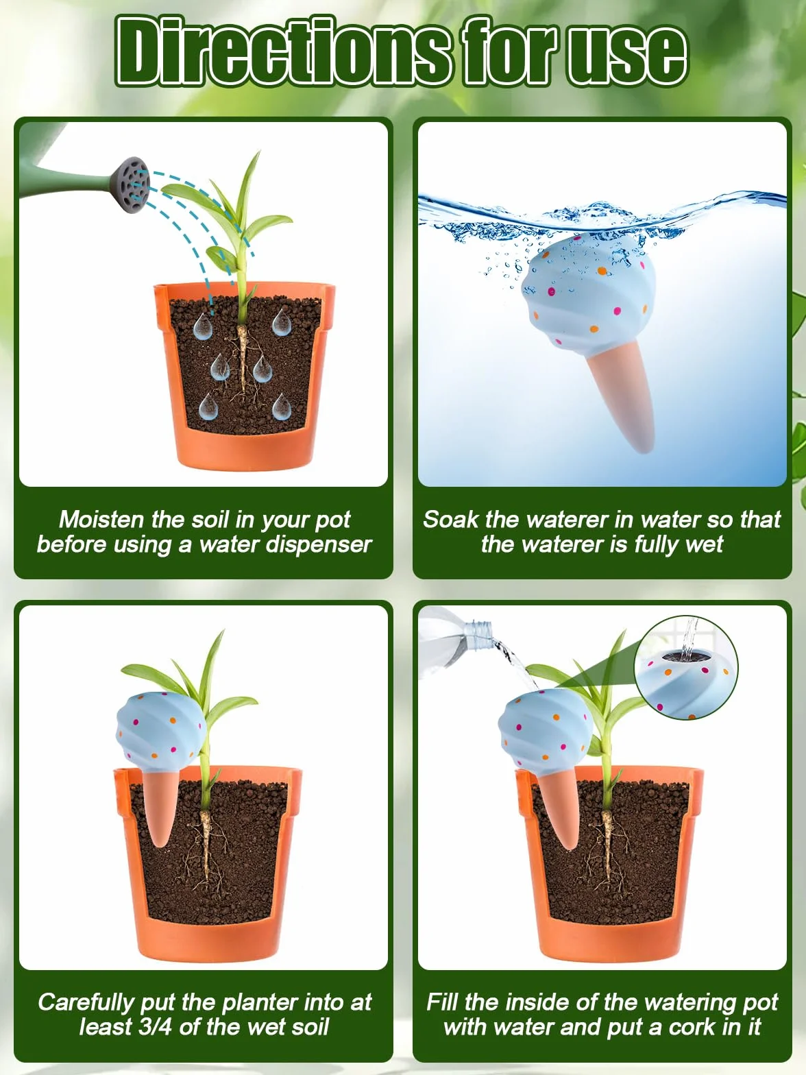 TOROKOM Irrigation Goutte à Goutte Kit, 4 Pcs Grands Globes d'arrosage pour Plantes, Pointes d'arrosage Systèmes D'irrigation Automatique pour Plantes Jardin, Intérieur, Extérieur(4 Couleurs)
