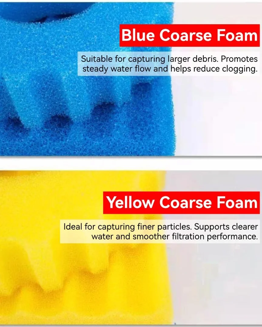 CPF-2500 / CPA-2500 / GPF-2500 mousse filtrante bassin – Mousse filtrante pour filtre bassin, Médias filtrants de remplacement (2 x Bleu Grossier & 2 x Jaune Fin, Ø 230 mm)