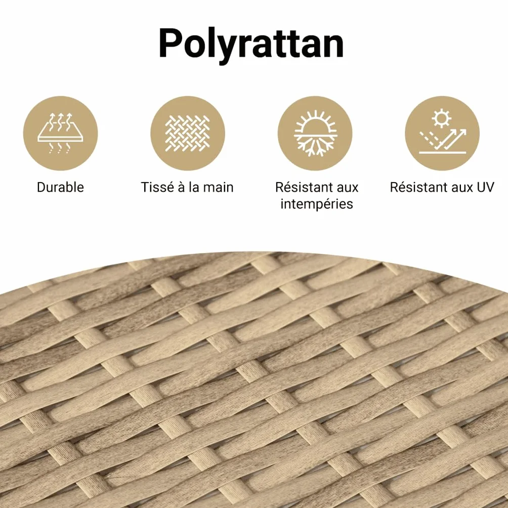 vidaXL Table de Couverture de Bouteille de Propane, Boîte de Rangement, Support de Jardin, Beige Résine Tressée