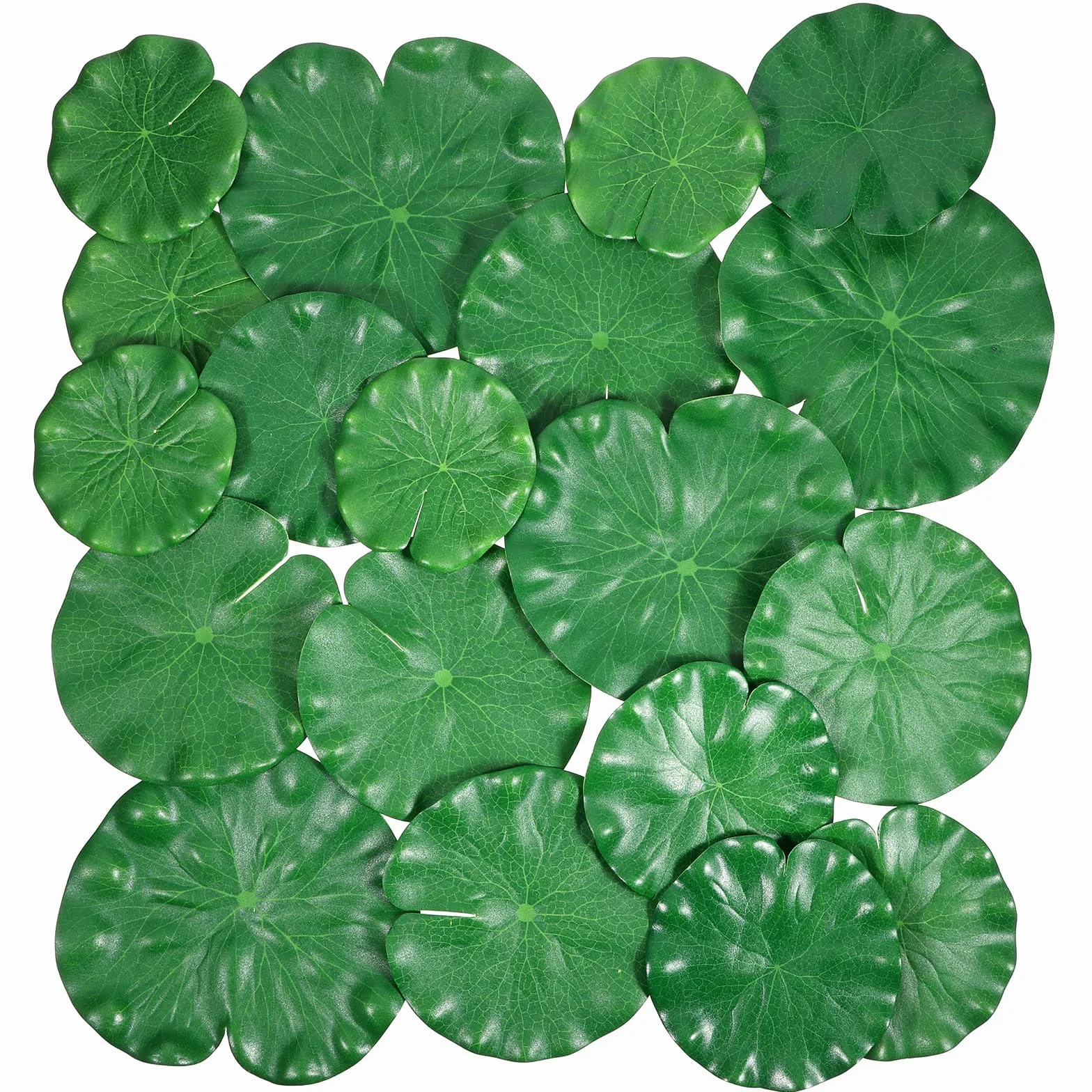 Lot de 20 feuilles de lotus artificielles, nénuphars flottants, plantes réalistes, feuilles de nénuphar artificielles pour jardin, étang, aquarium, piscine et décoration de paysage
