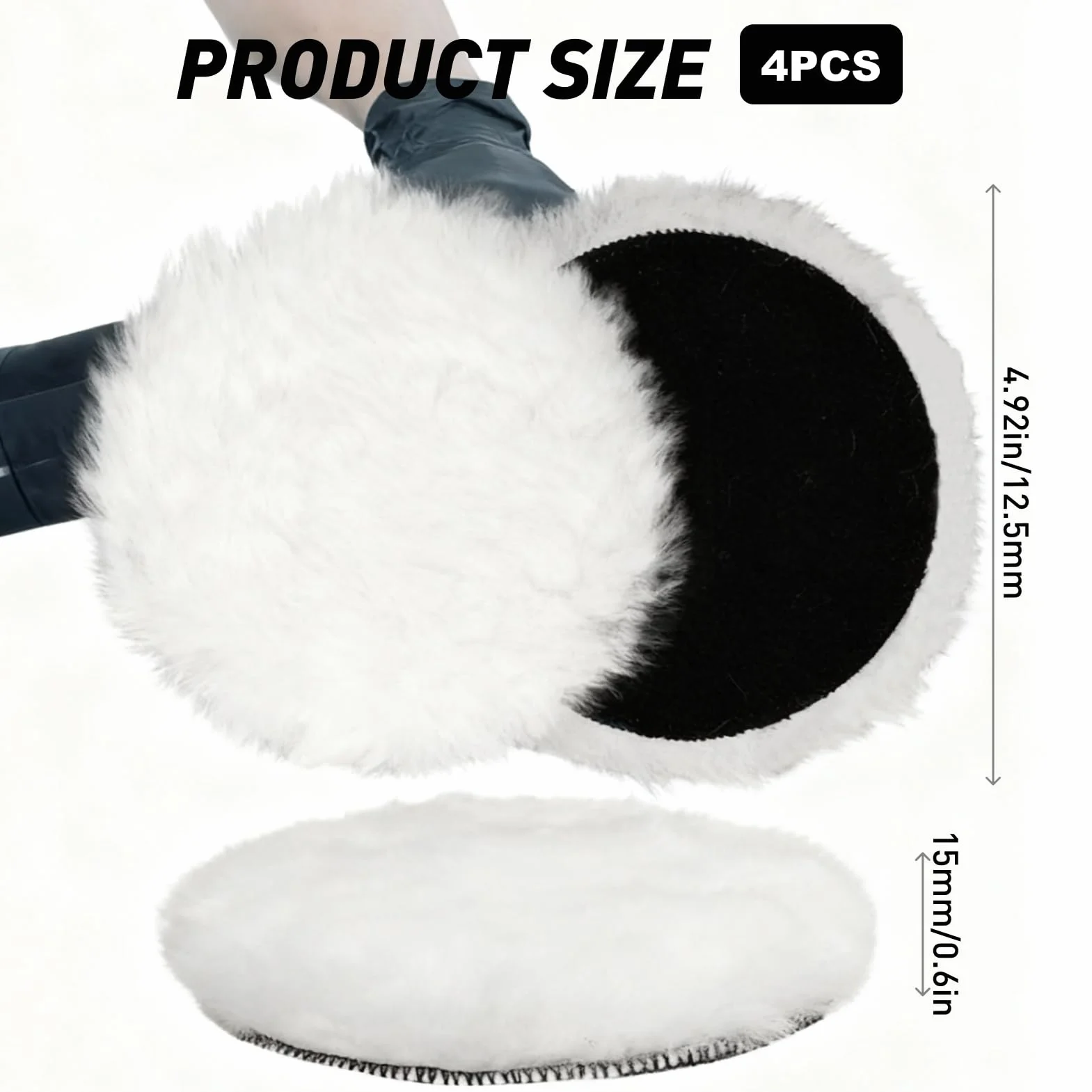 Disque Polissage 125mm Système à scratch pour Bosch Ponceuses Orbitales Tampon Polissage Laine D'Agneau