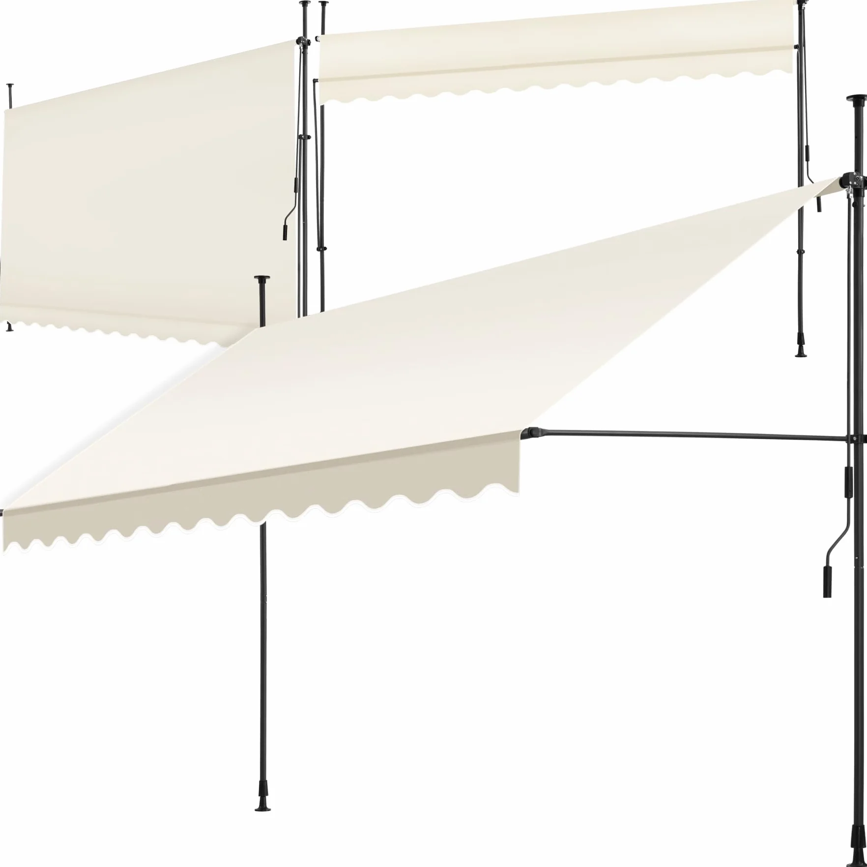 Store banne sans Perçage Auvent Marquise Retractable avec Manivelle Aluminium Beige 350 x 180 cm