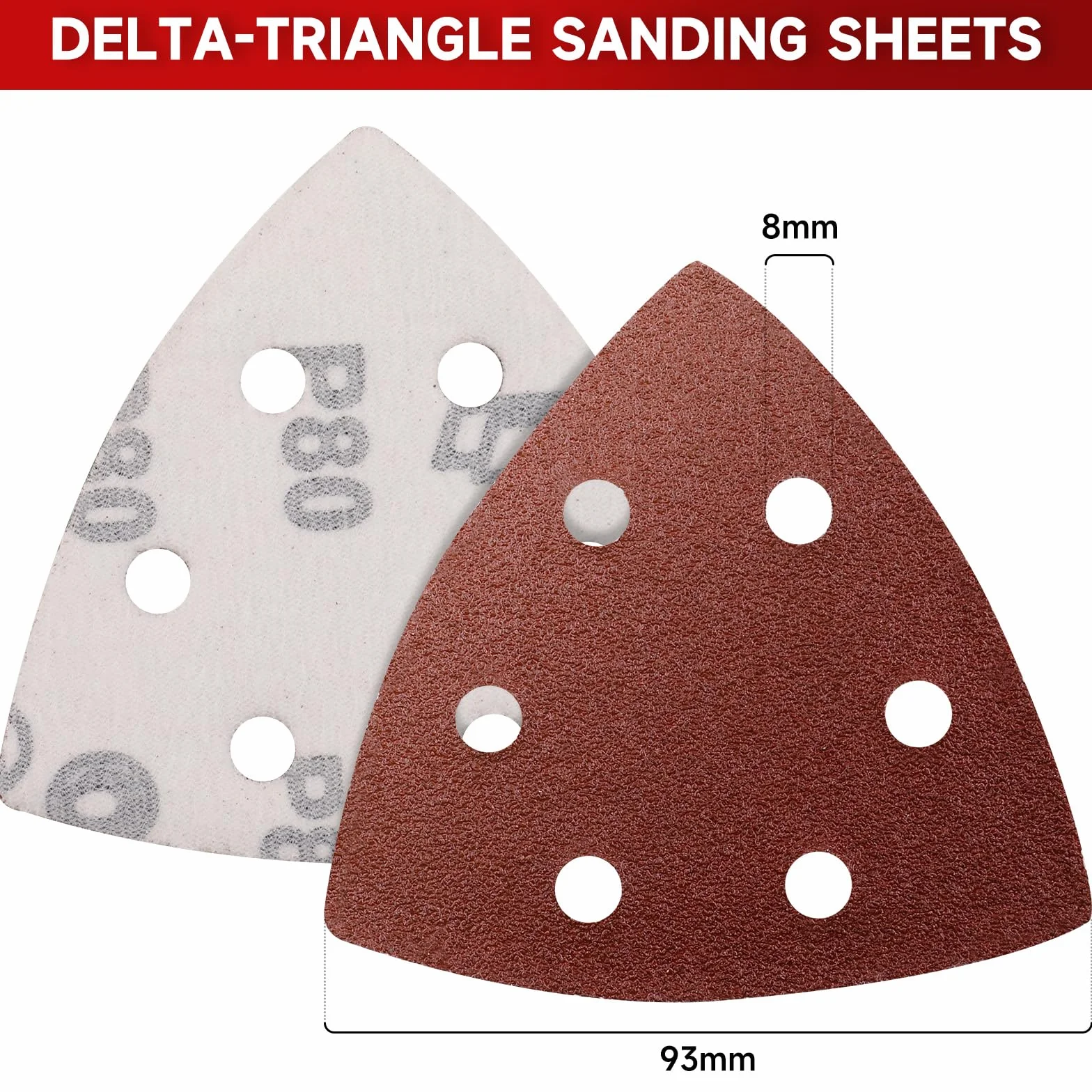 Papier Abrasif Triangulaire 93 x 93 x 93 mm 20 Pièces Grain 40 80 120 240 400 pour Ponceuse