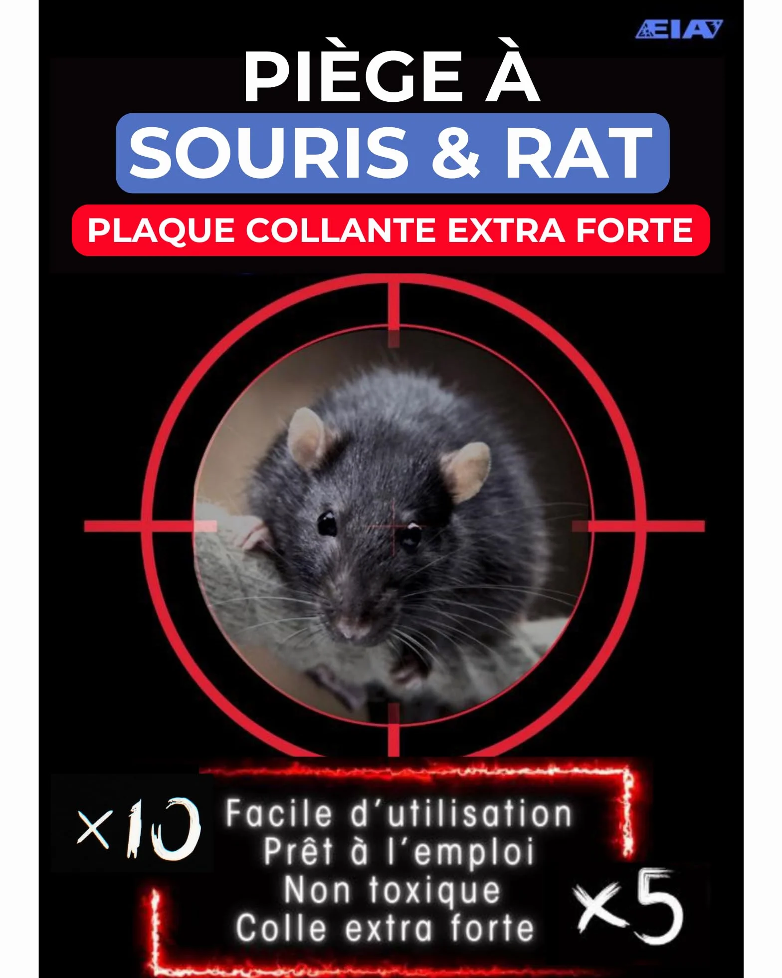 Piège à Souris Collant sans Poison - Plaque Glue Ultra Forte pour Maison, Restaurant, Commerce - Piège Anti rongeurs, Insectes - Produit Anti Souris Efficace - Lot de 5