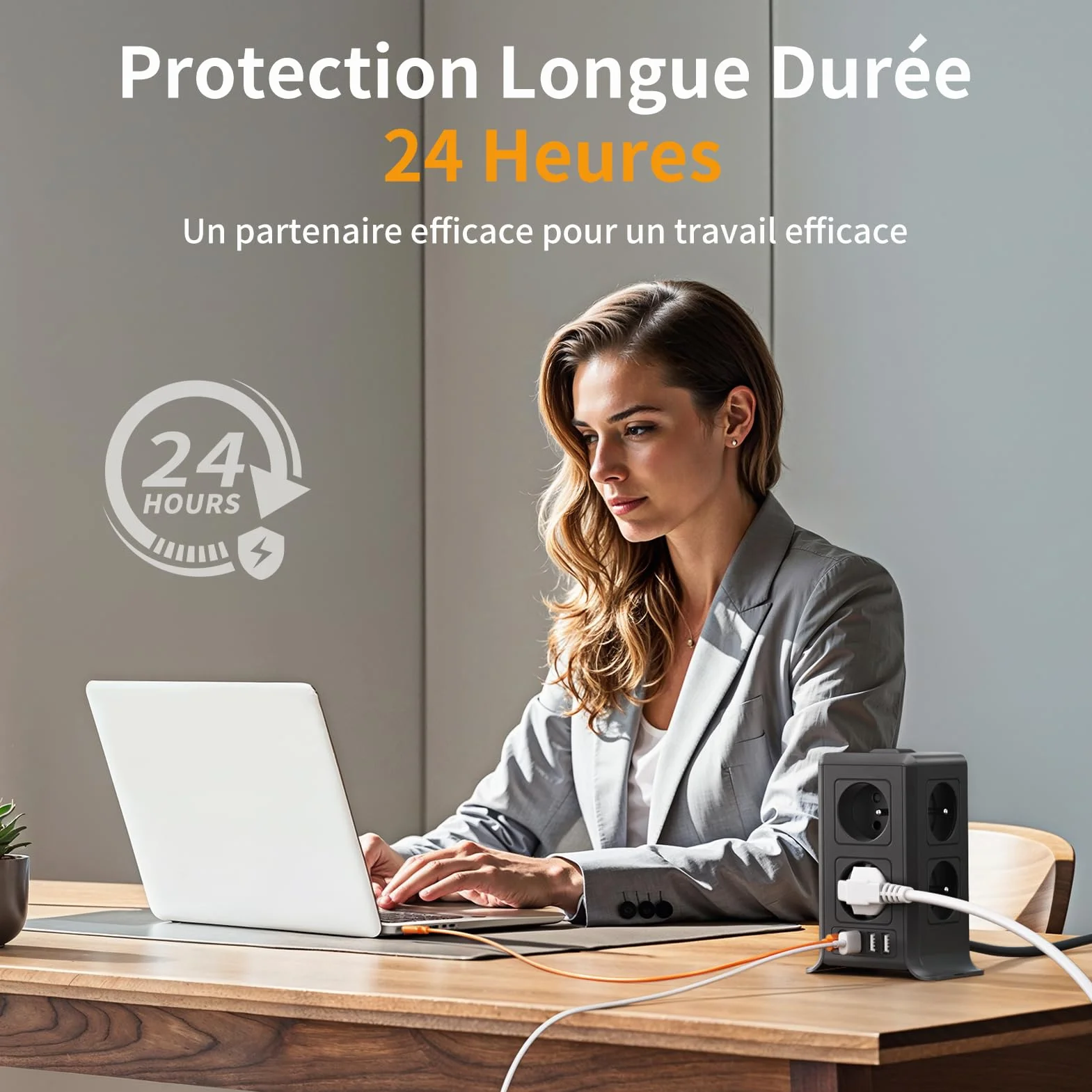 Multiprise 12 en 1 8 Prises 4 USB USB C Rallonge 2M 3680W Noir