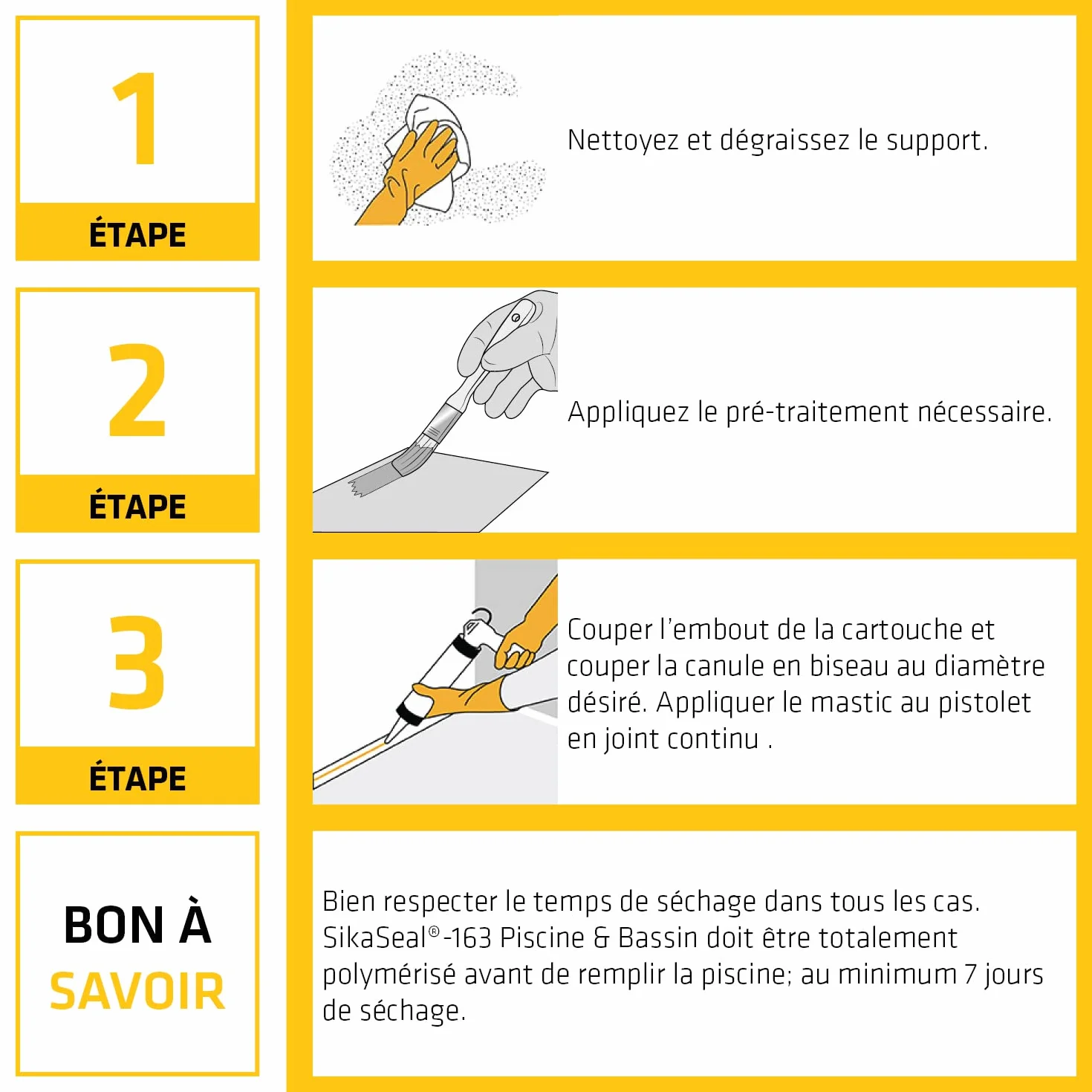 Sika SikaSeal-163 Mastic Silicone Piscine Blanc 300 ML Résistant Chlore