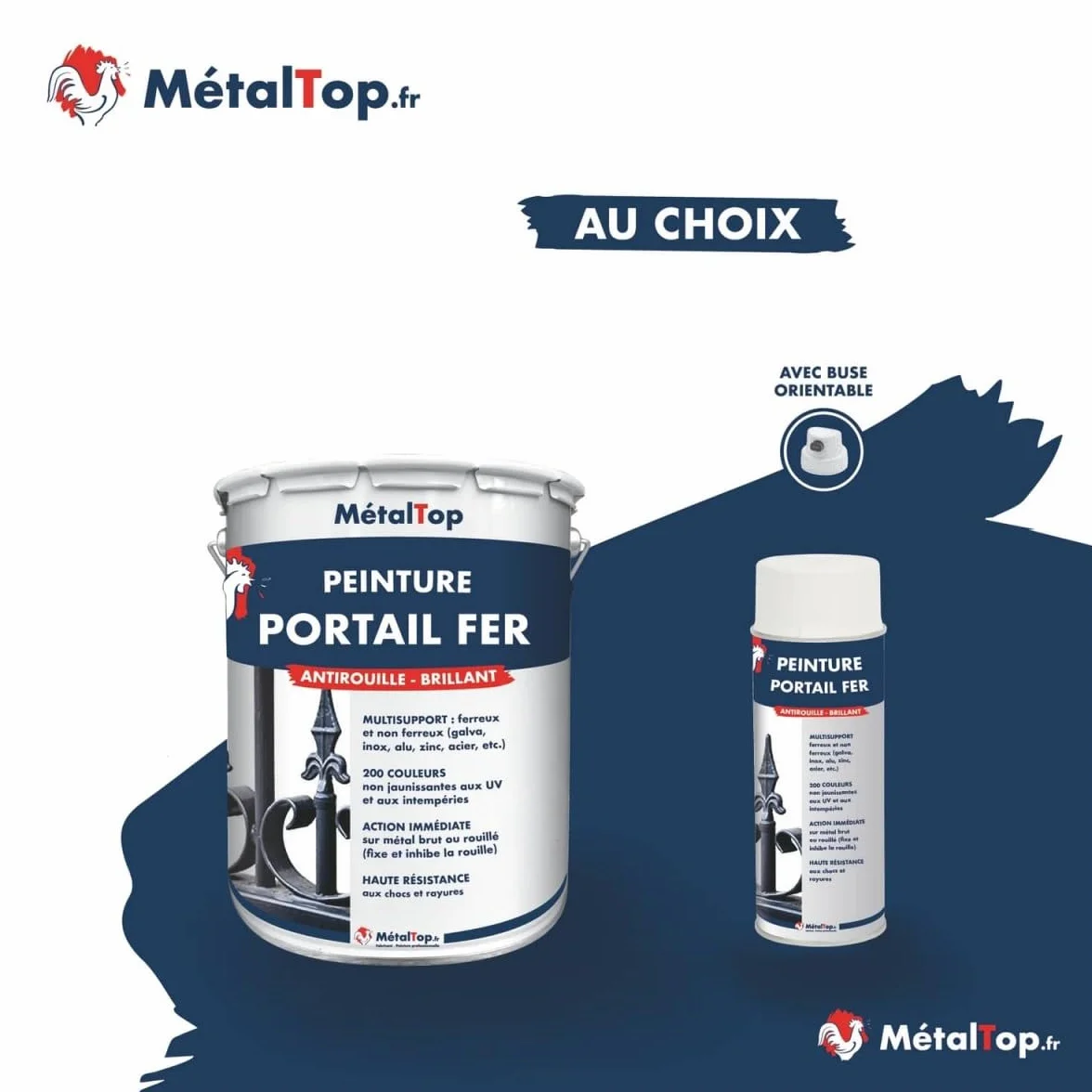 Metaltop Peinture Portail Fer Gris Anthracite RAL 7016 Bombe 400 ml Antirouille Finition Durable Métal Extérieur
